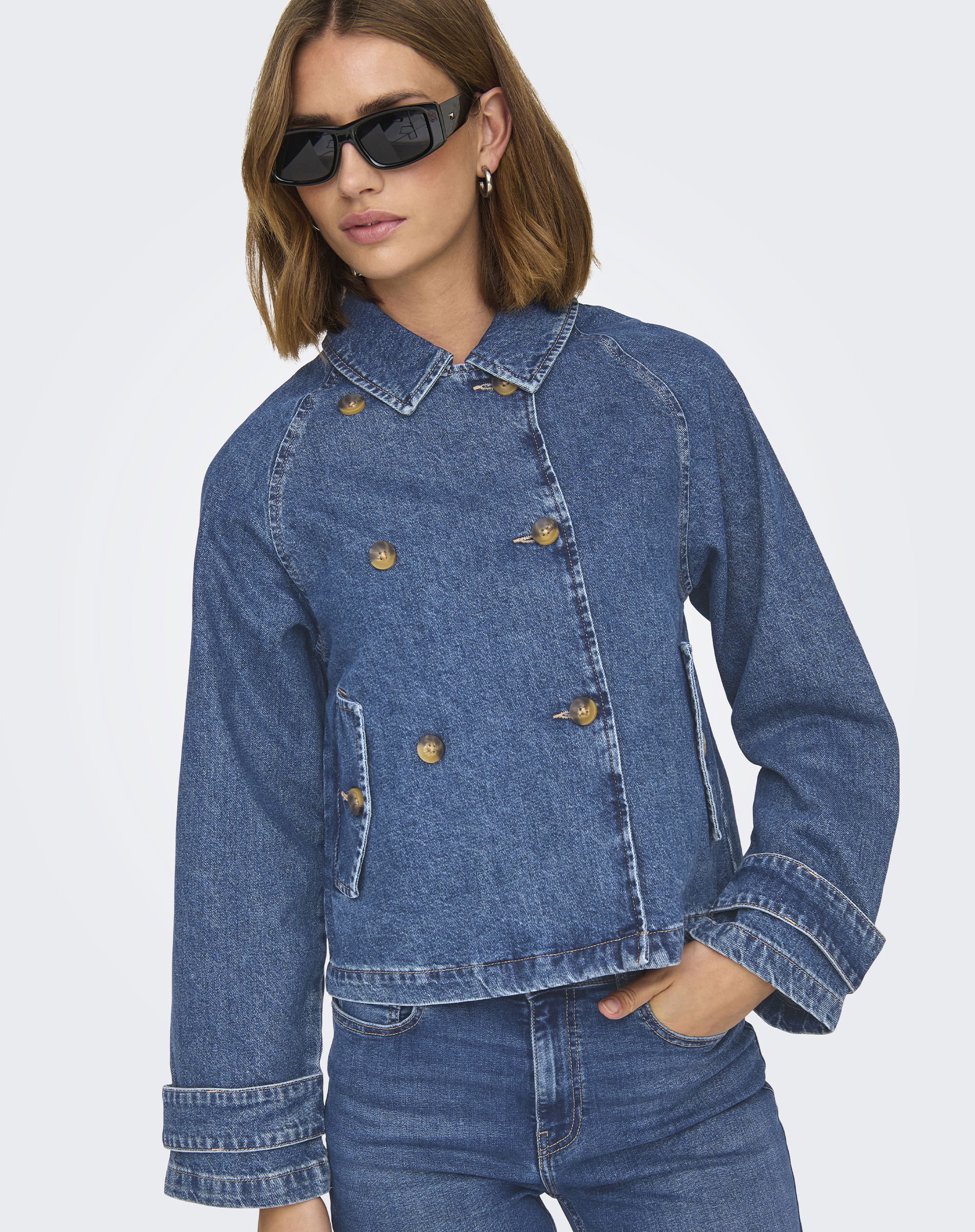 April Short Denim Trenchcoat