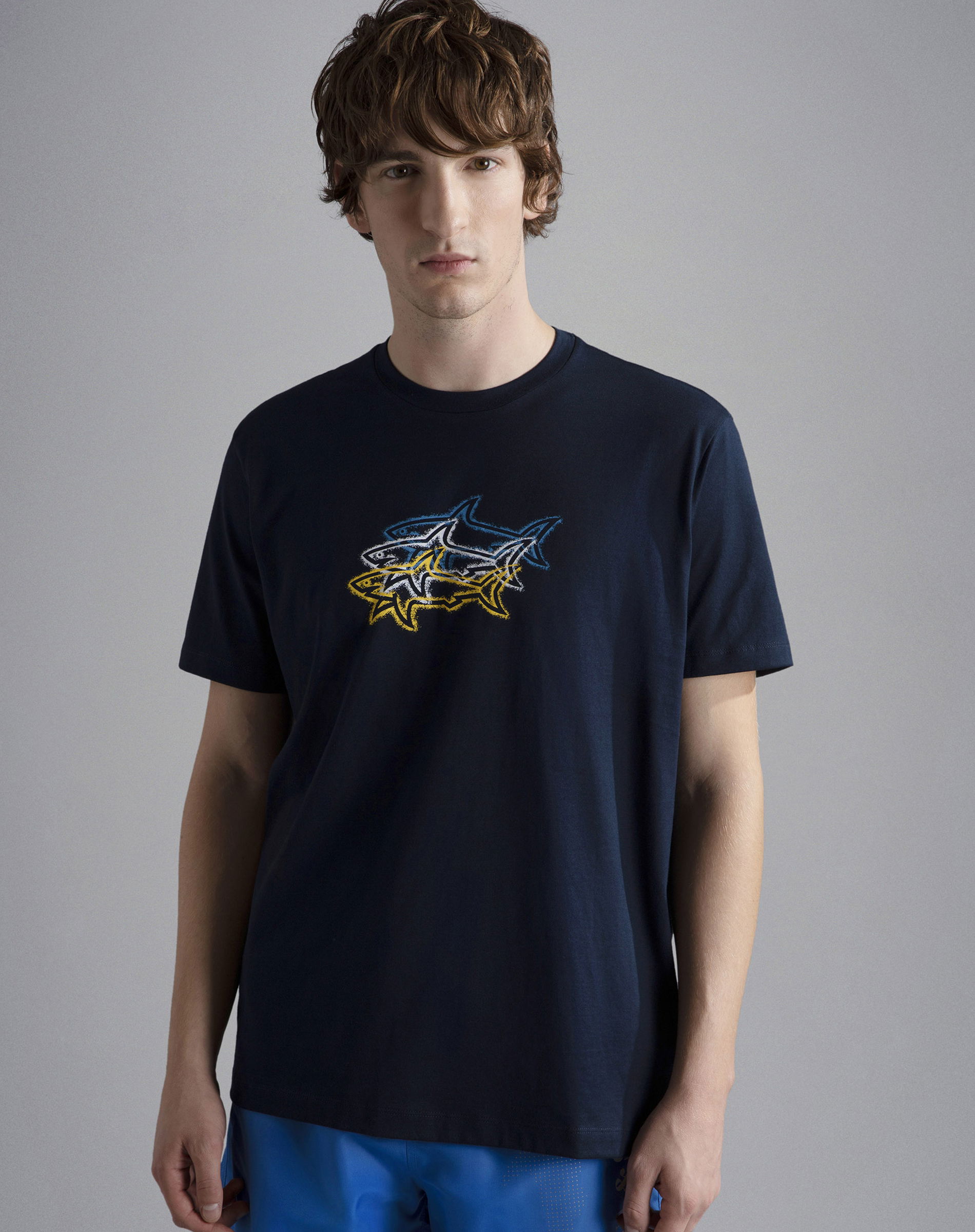 Multicolor Shark Print T-shirt