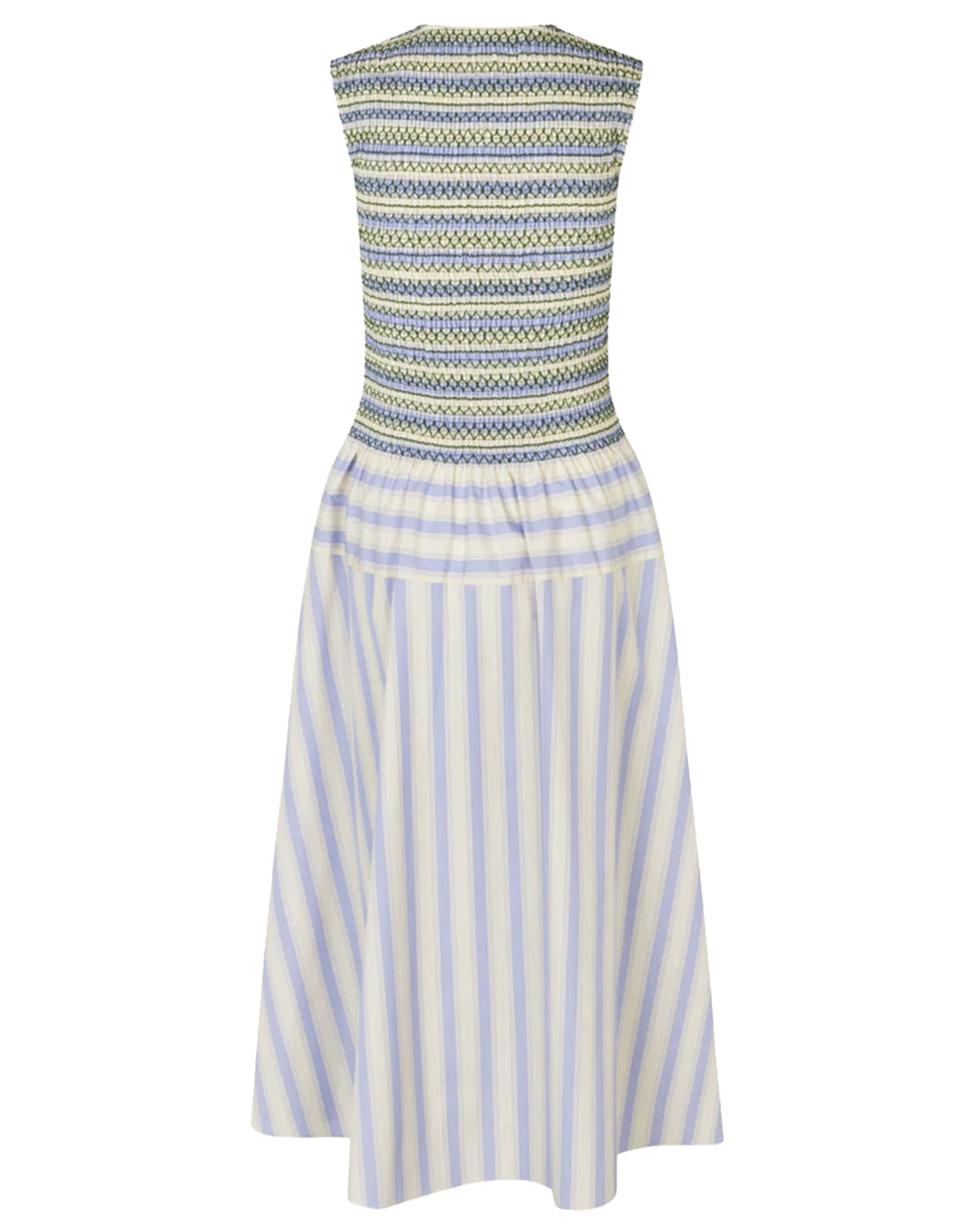 Smocked Gathered Tank Kjole - Pastel Stripes