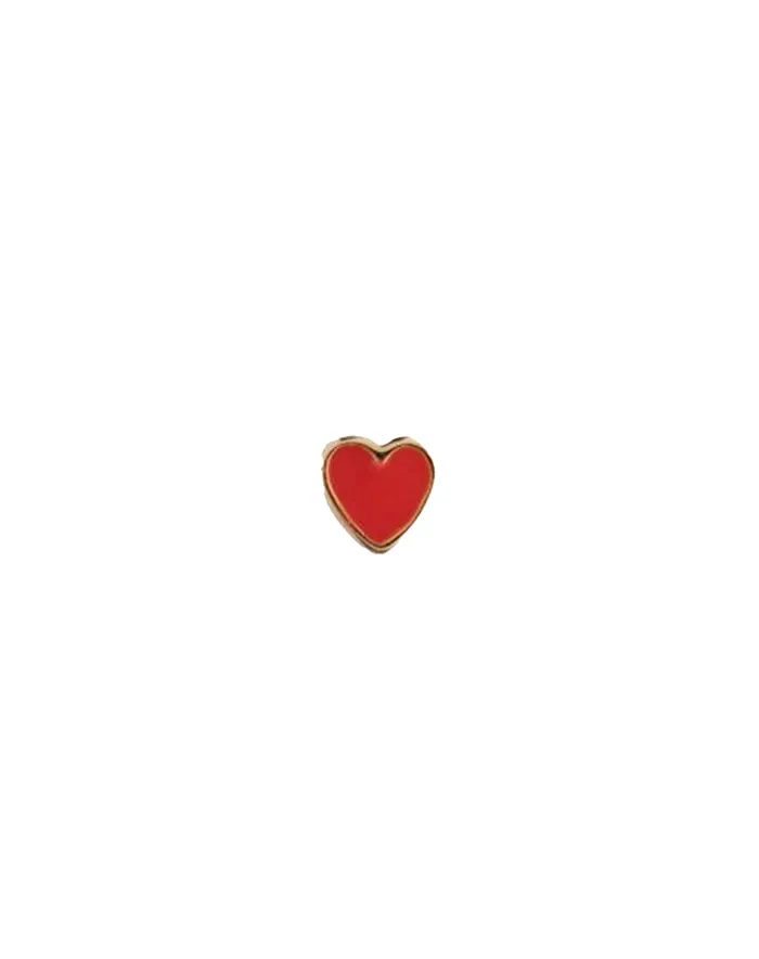 Petit Love Heart Enamel Single Ørering - Red Coral/Guldfarvet 