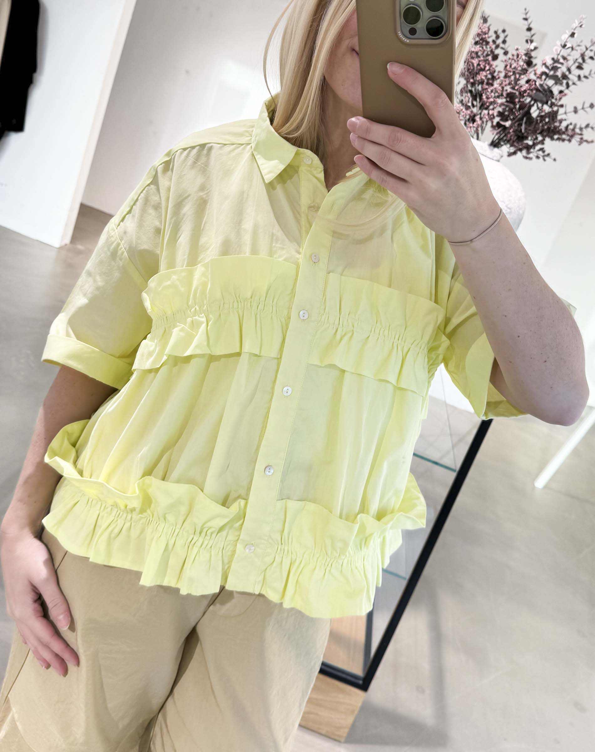 Paige Poplin Frill Top