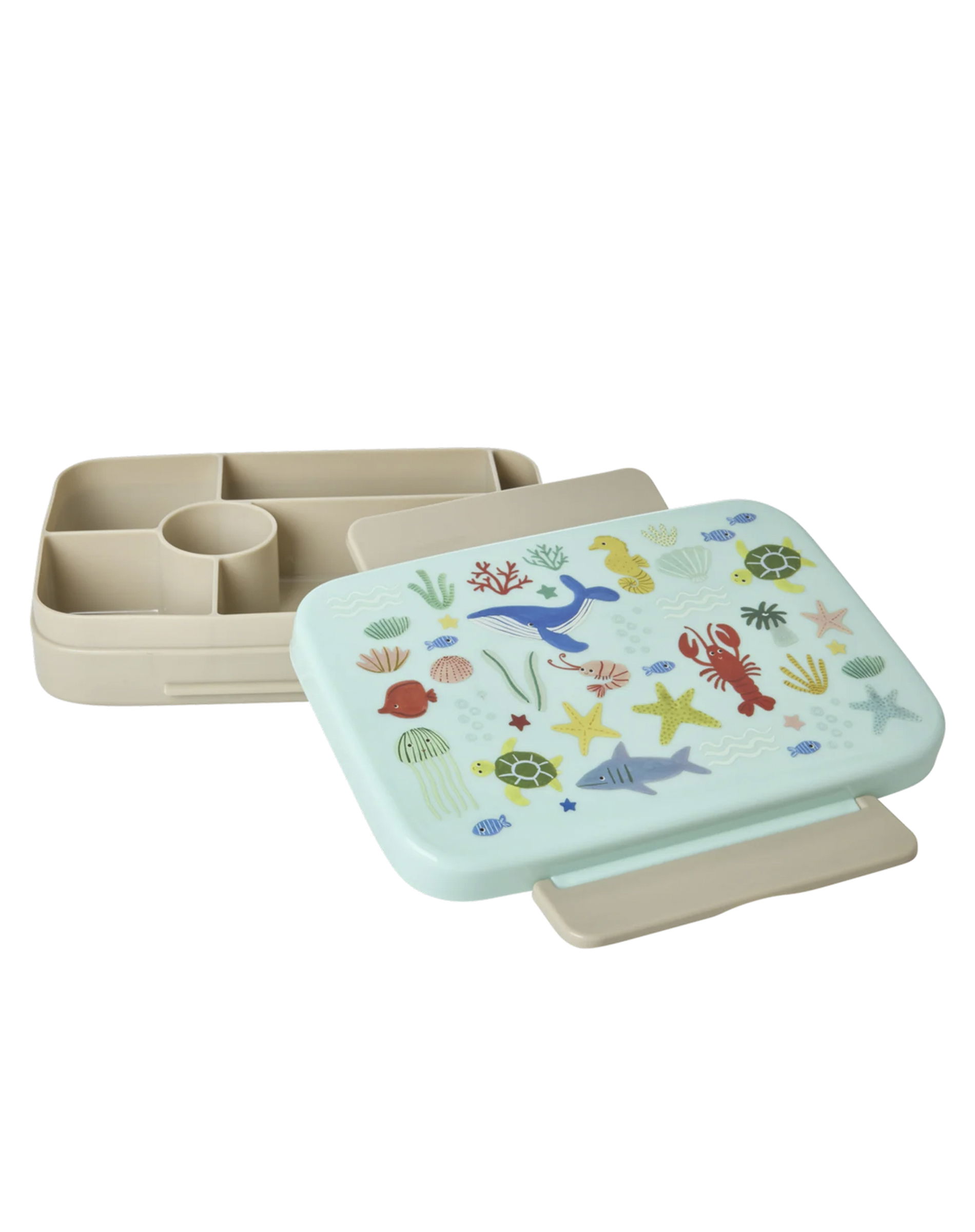 Plastik Madkasse - Ocean print - Blå