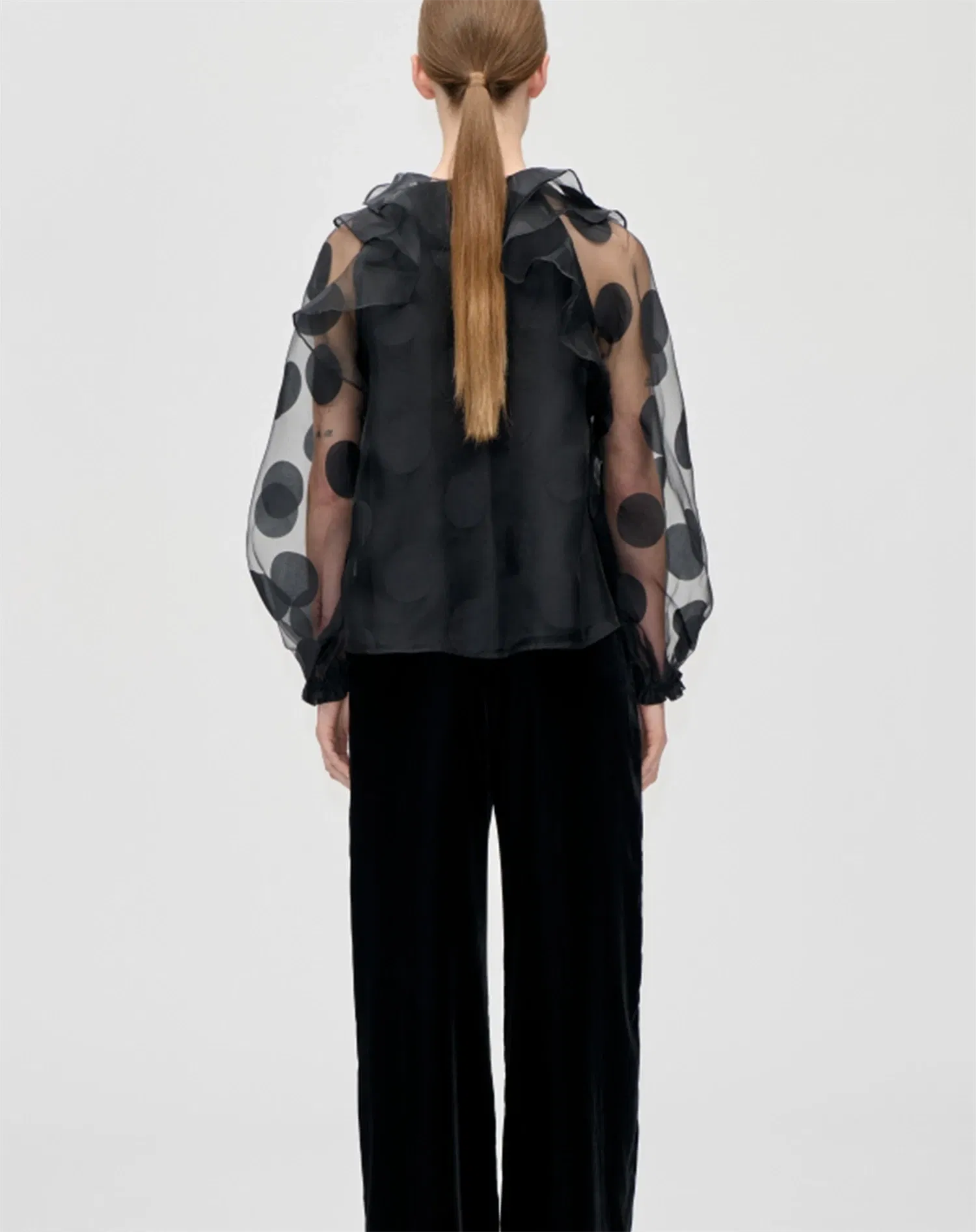 Multi Ruffle Raglan Top - Dotted Black