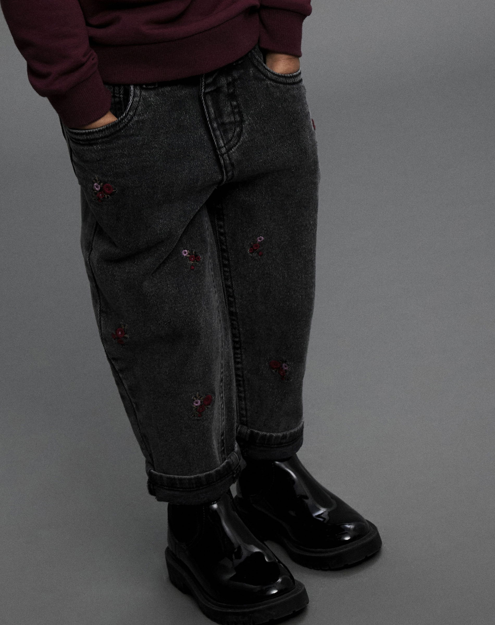 NMFBella Mom Jeans - Medium Grey Melange 