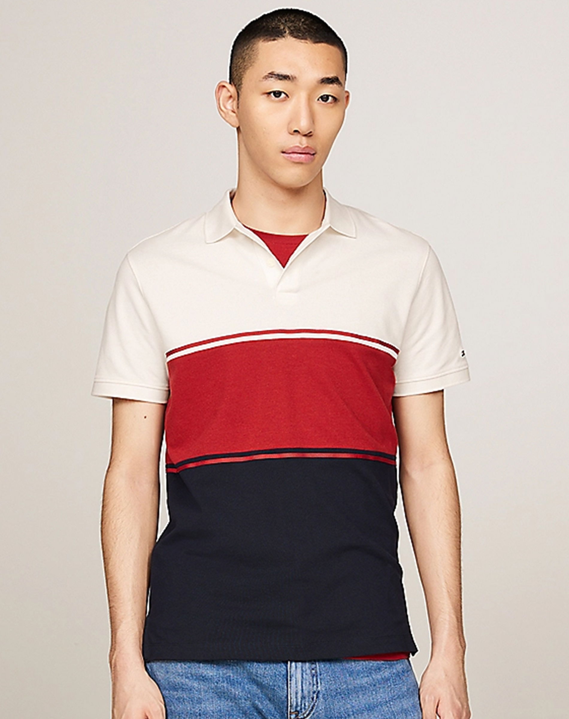 Colorblocked Flag Embroidery Polo