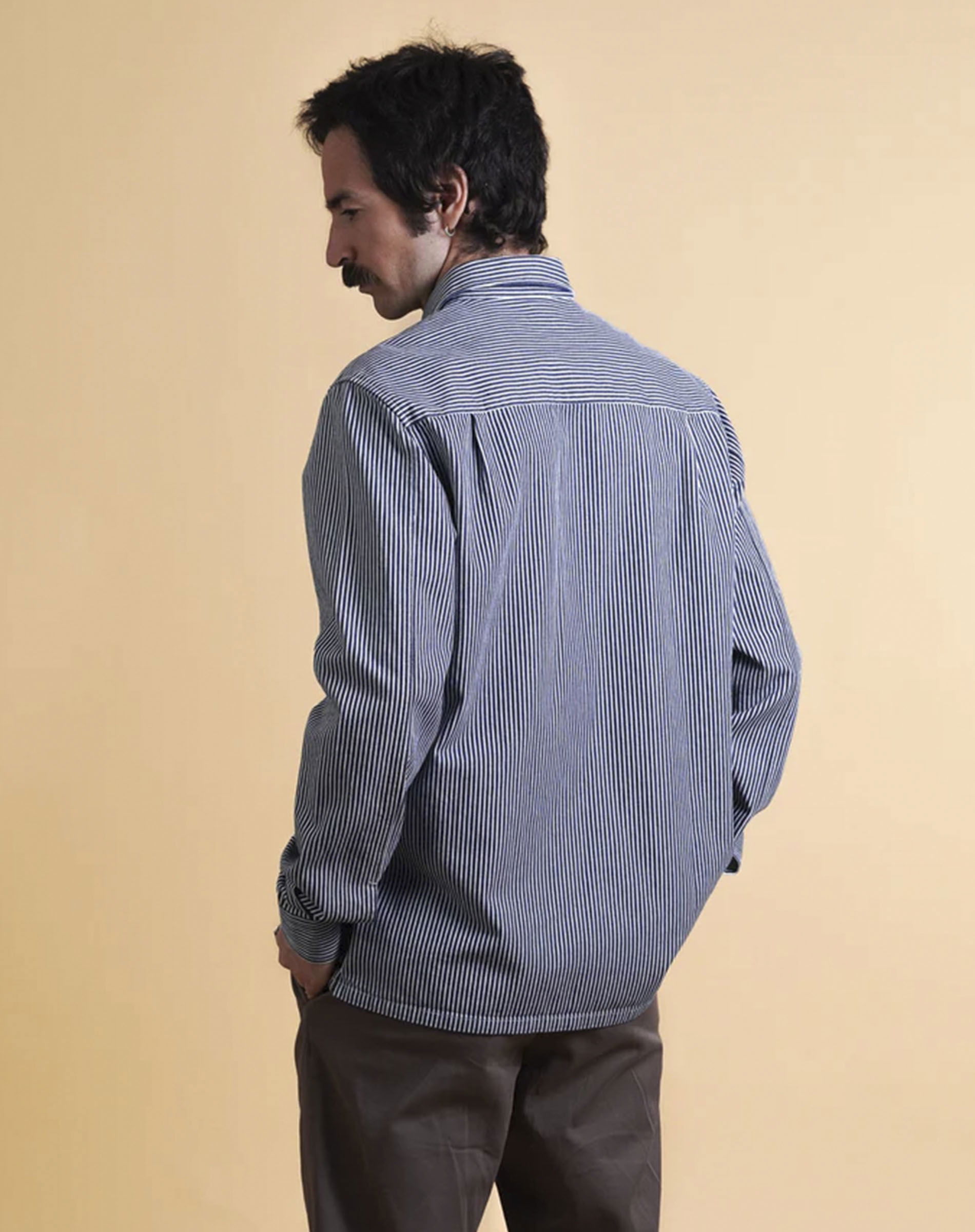 Hickory Striped Men's BD Skjorte - Navy/White