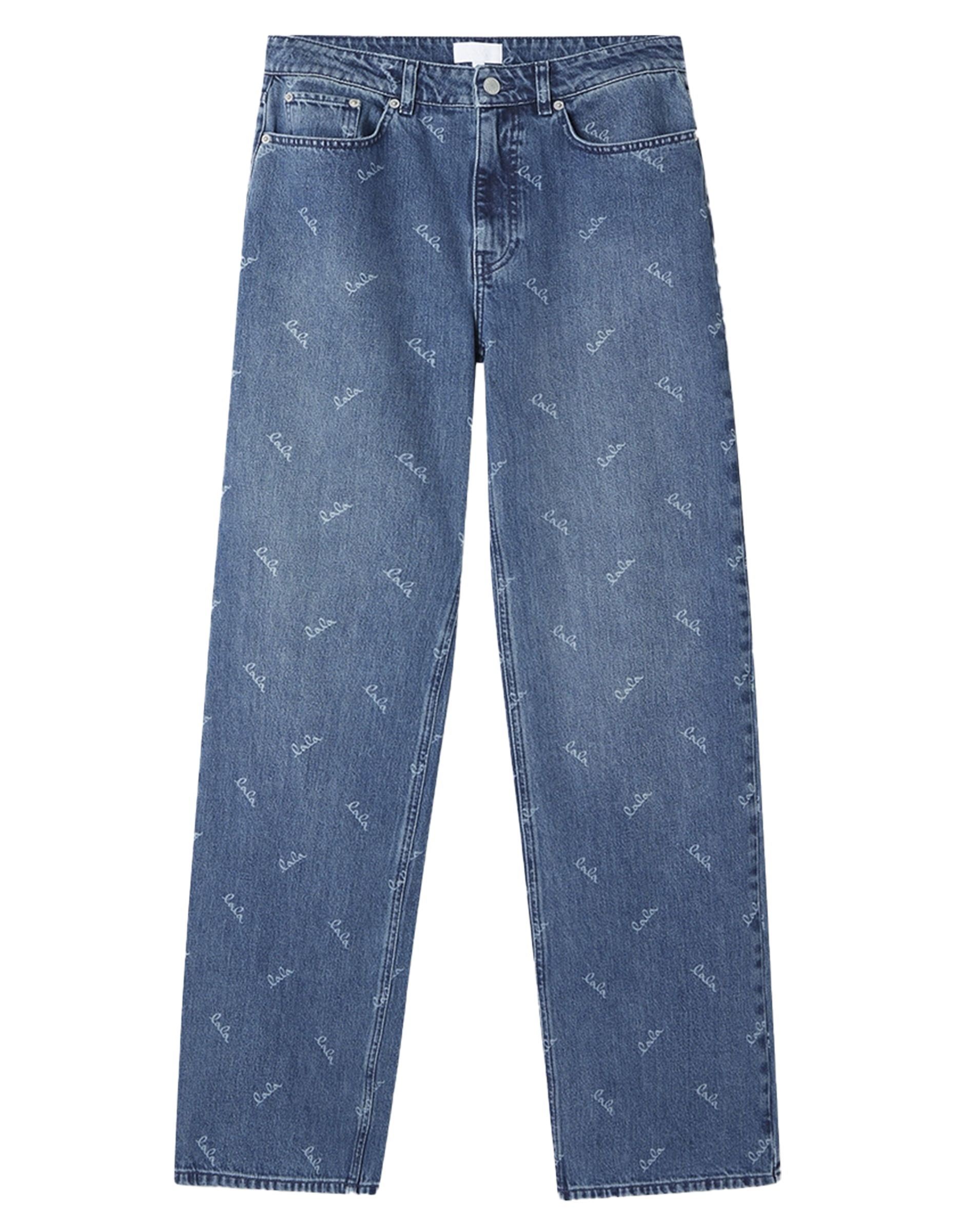 Paola Printed Logo Jeans - Denim Washed Blue