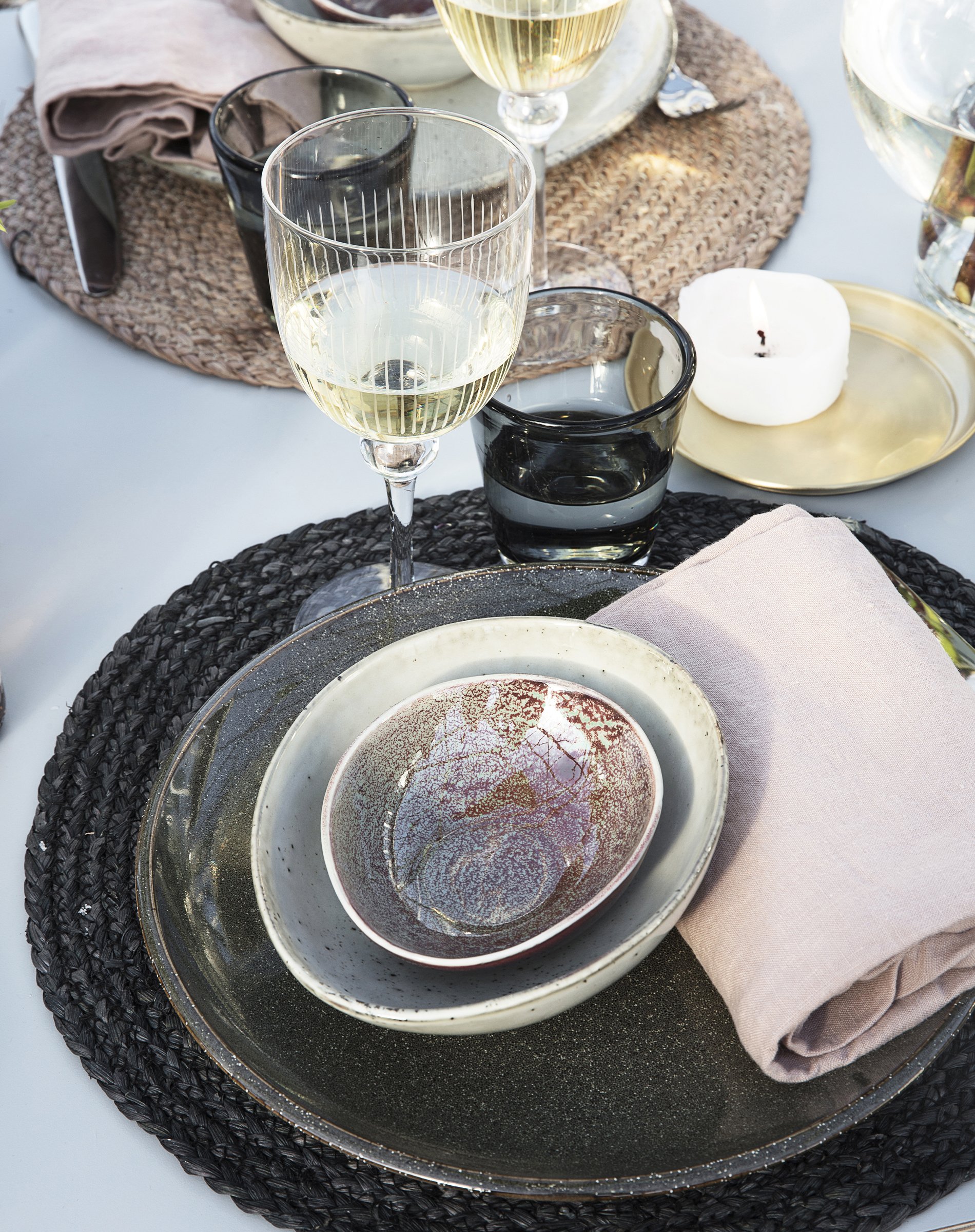 Dækkeserviet Circle - Grey/Blue