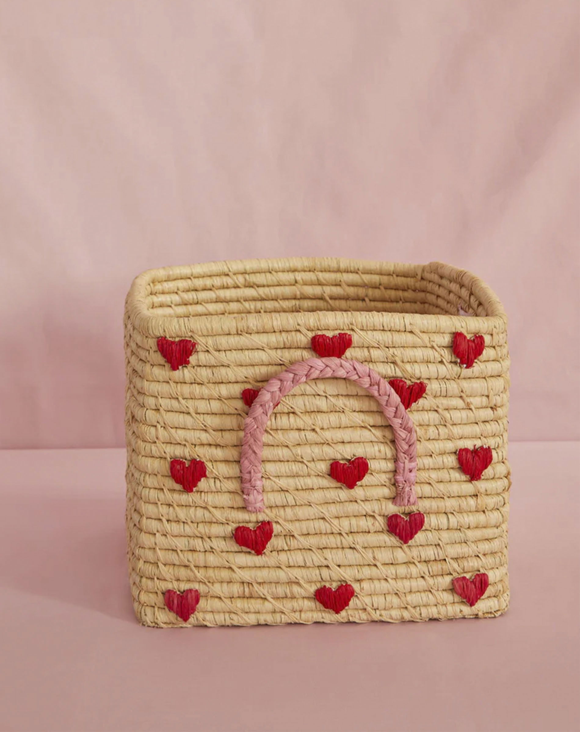 Raffia Opbevaringskurv - Heart - Natur