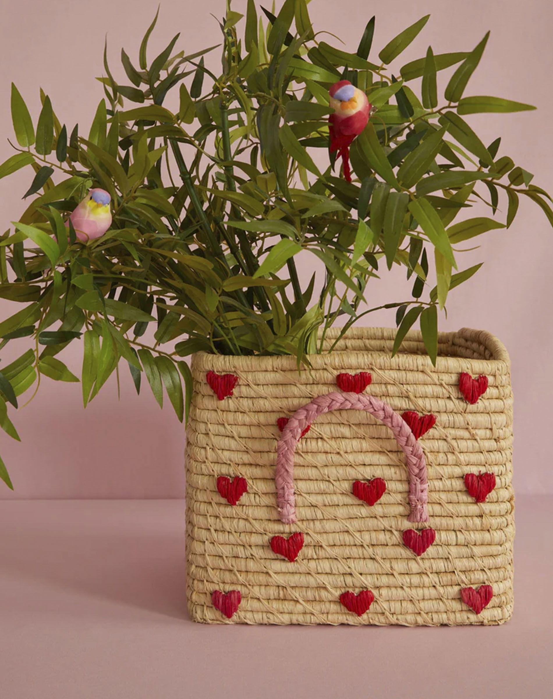 Raffia Opbevaringskurv - Heart - Natur