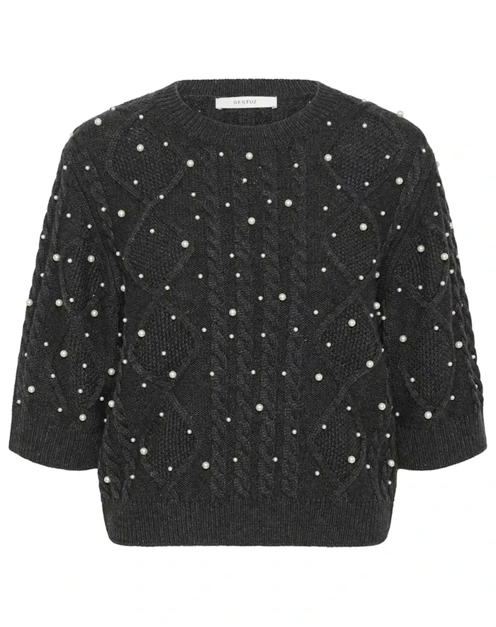  Gestuz - GZTaiba Deco Pullover - Dark Grey Melange 