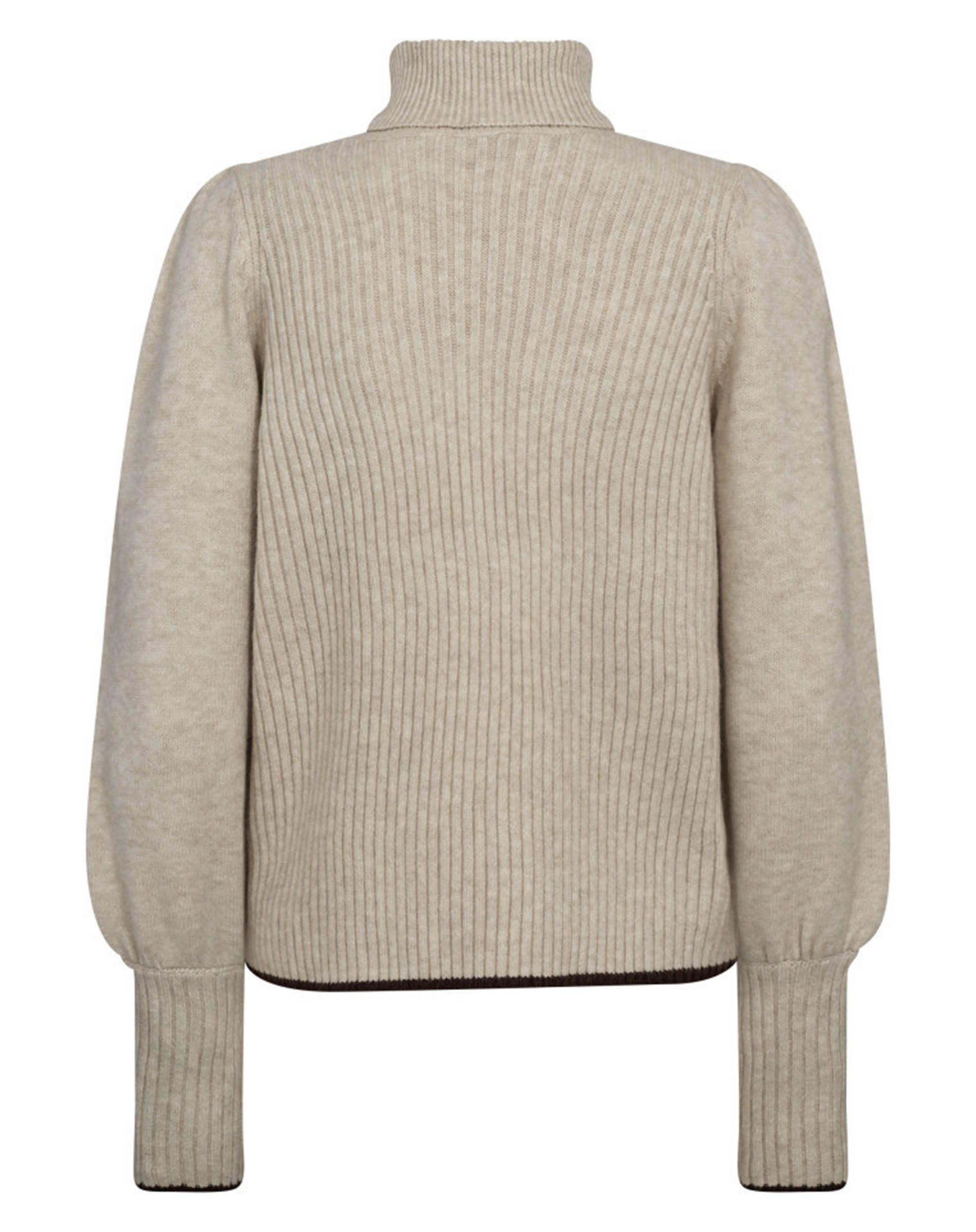Row CC Puff Rib Roll Neck Strik - Creme