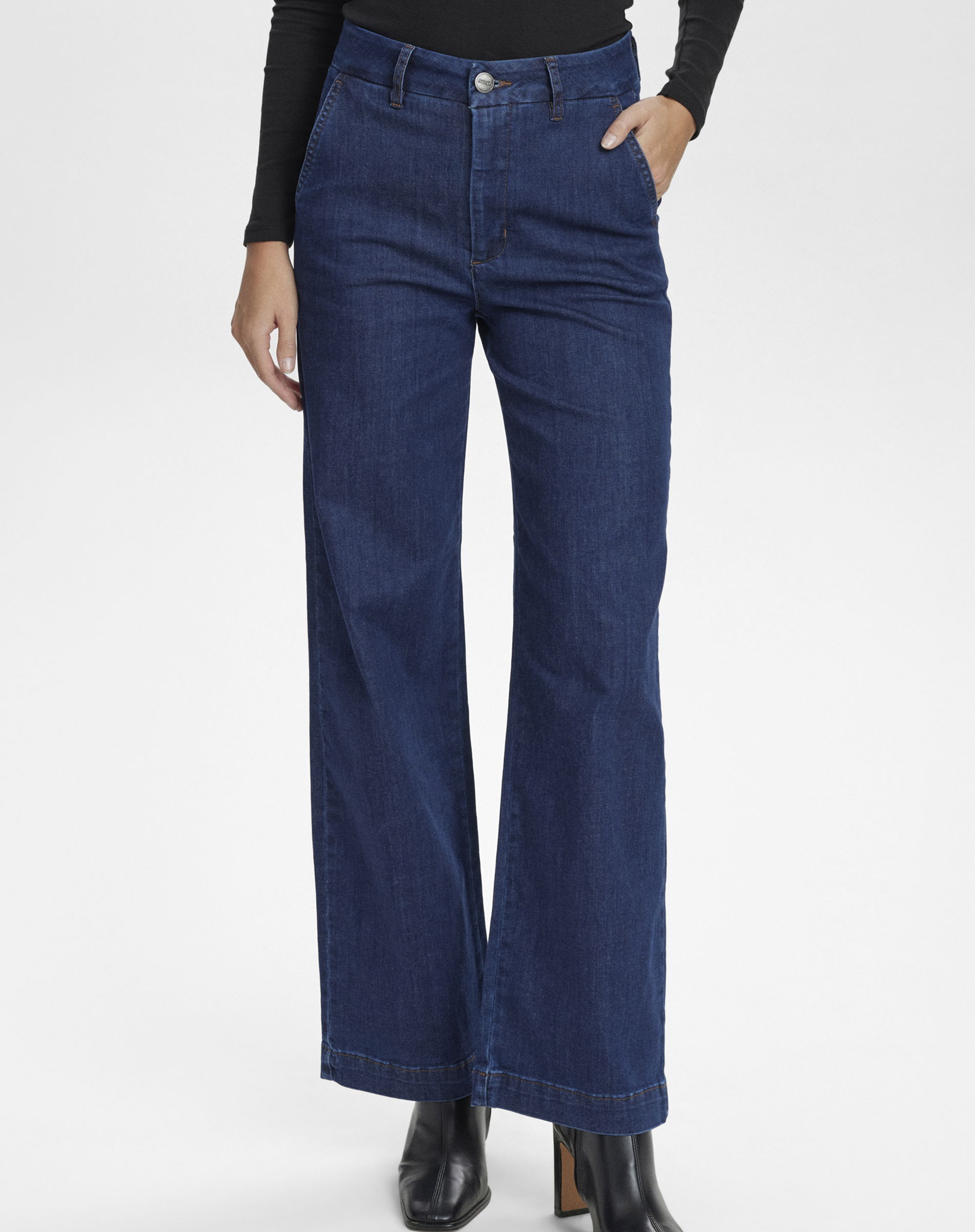 Nuamber Long Jeans - Dark Blue Denim 