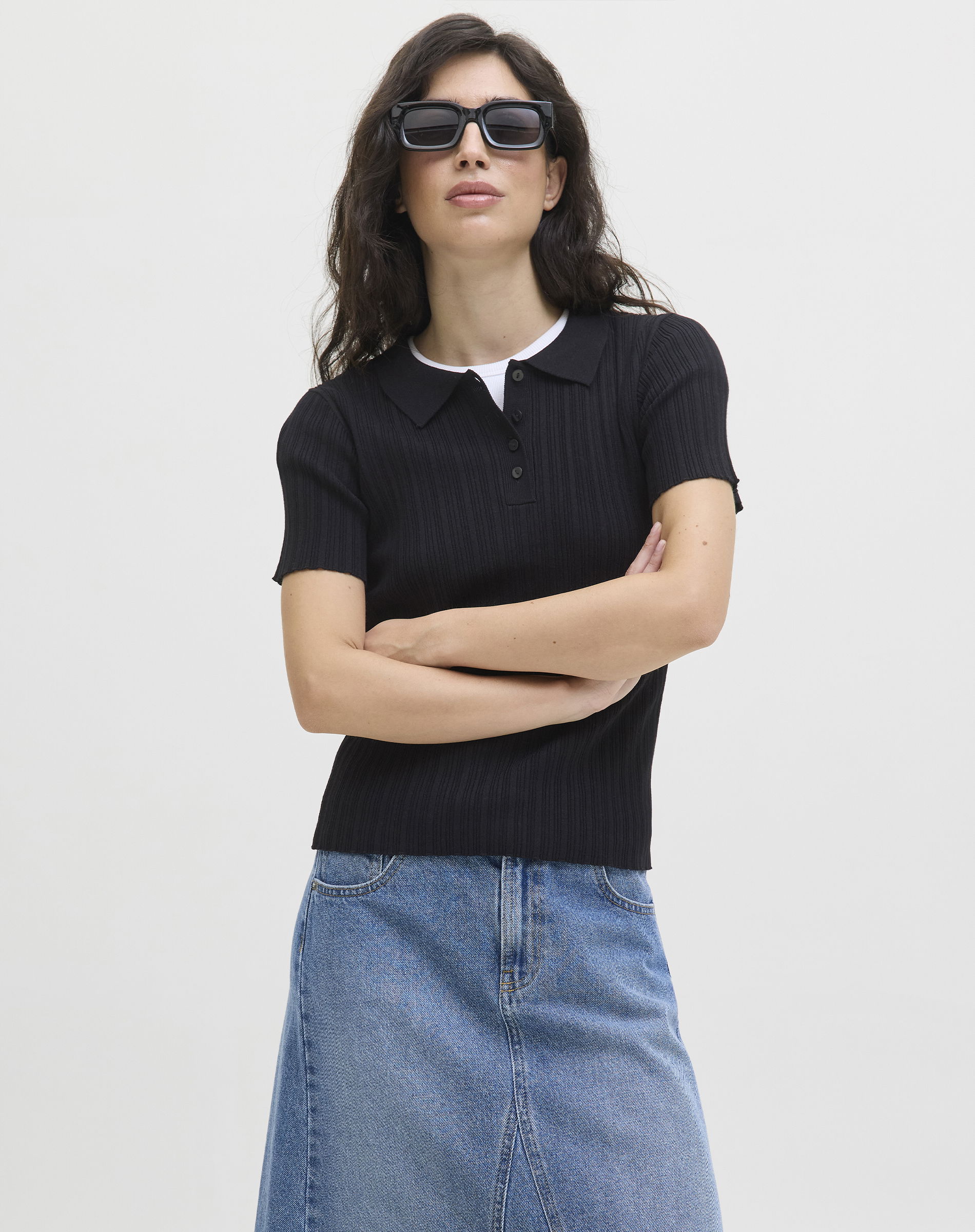 JXHadley Tight Knit Polo - Black