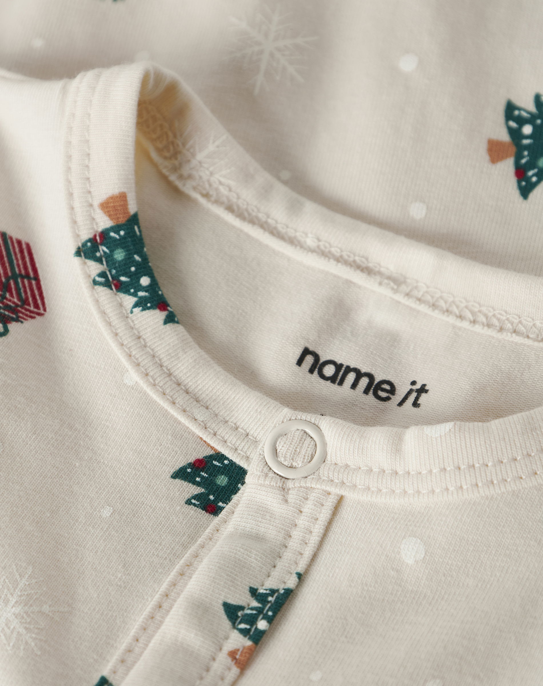 NBNVismas LS Nattøj - Whitecap Gray/Xmas AOP