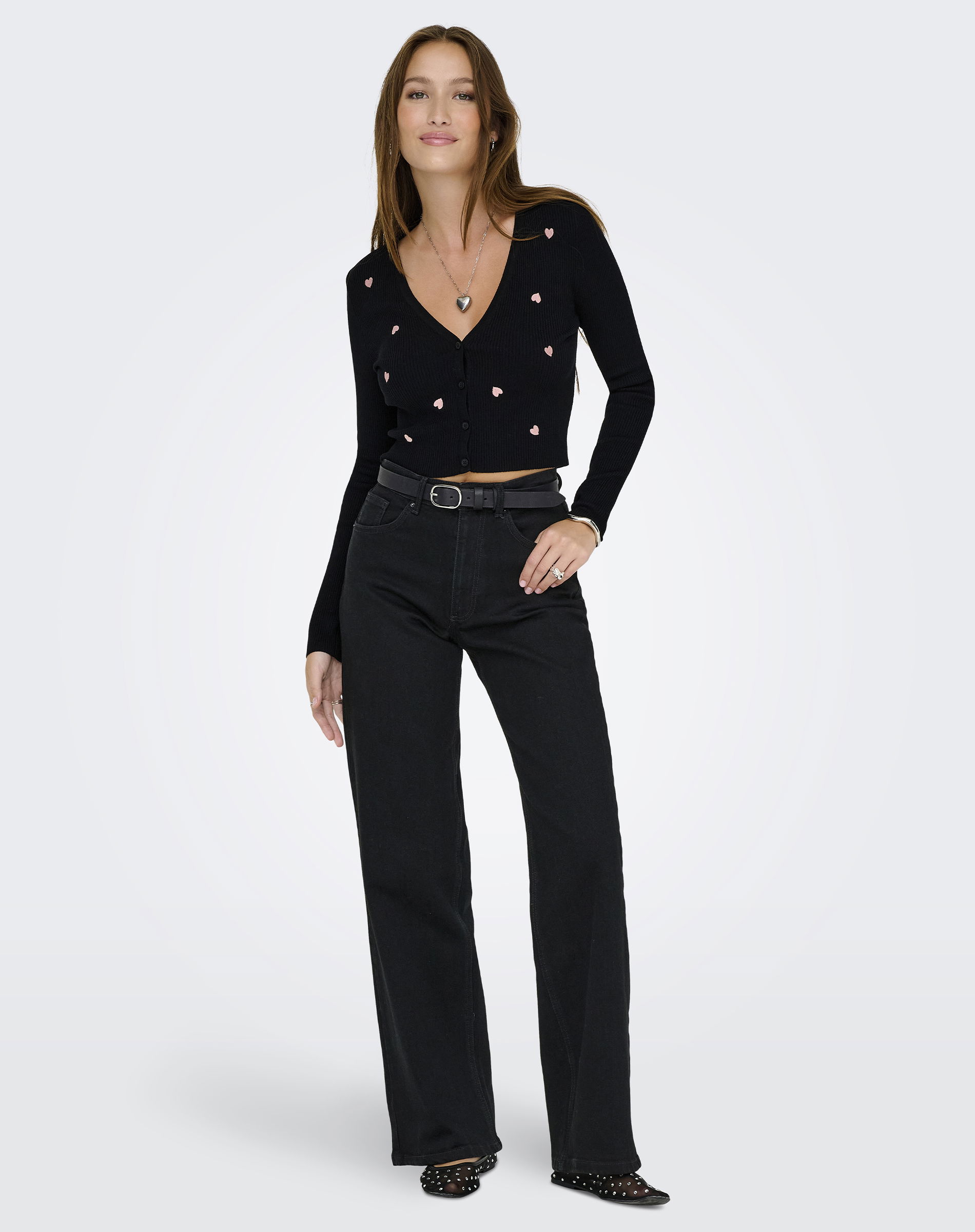 OnlJuicy HW Wide Denim Jeans - Black Denim