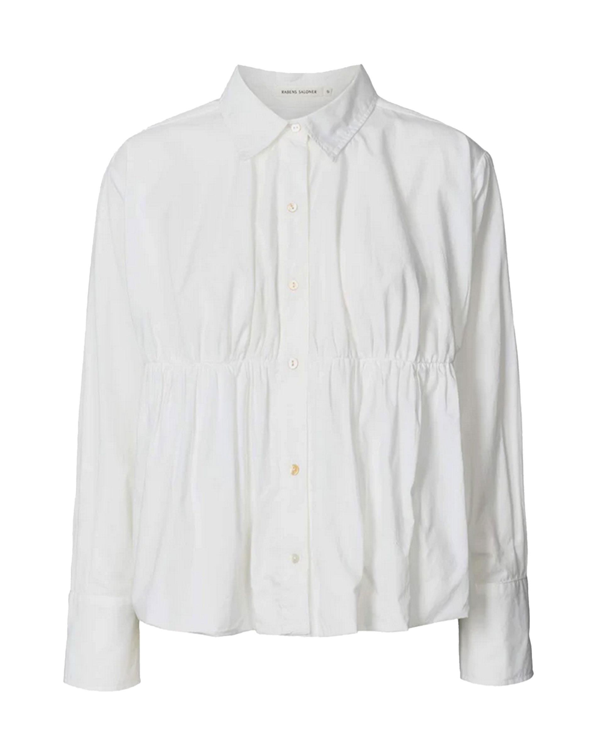 Sophie Poplin Puffed Hem Skjorte - White