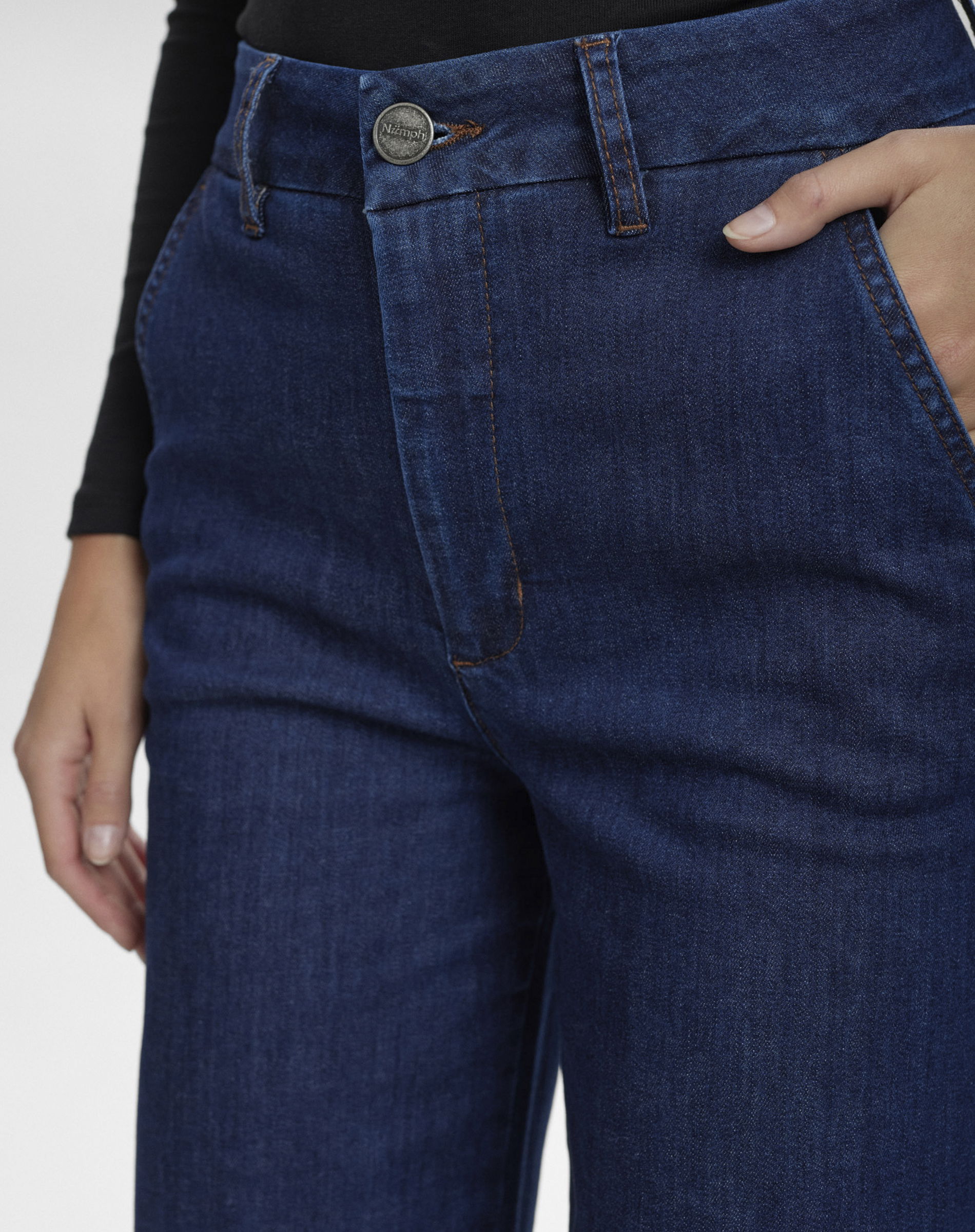 Nuamber Long Jeans - Dark Blue Denim 