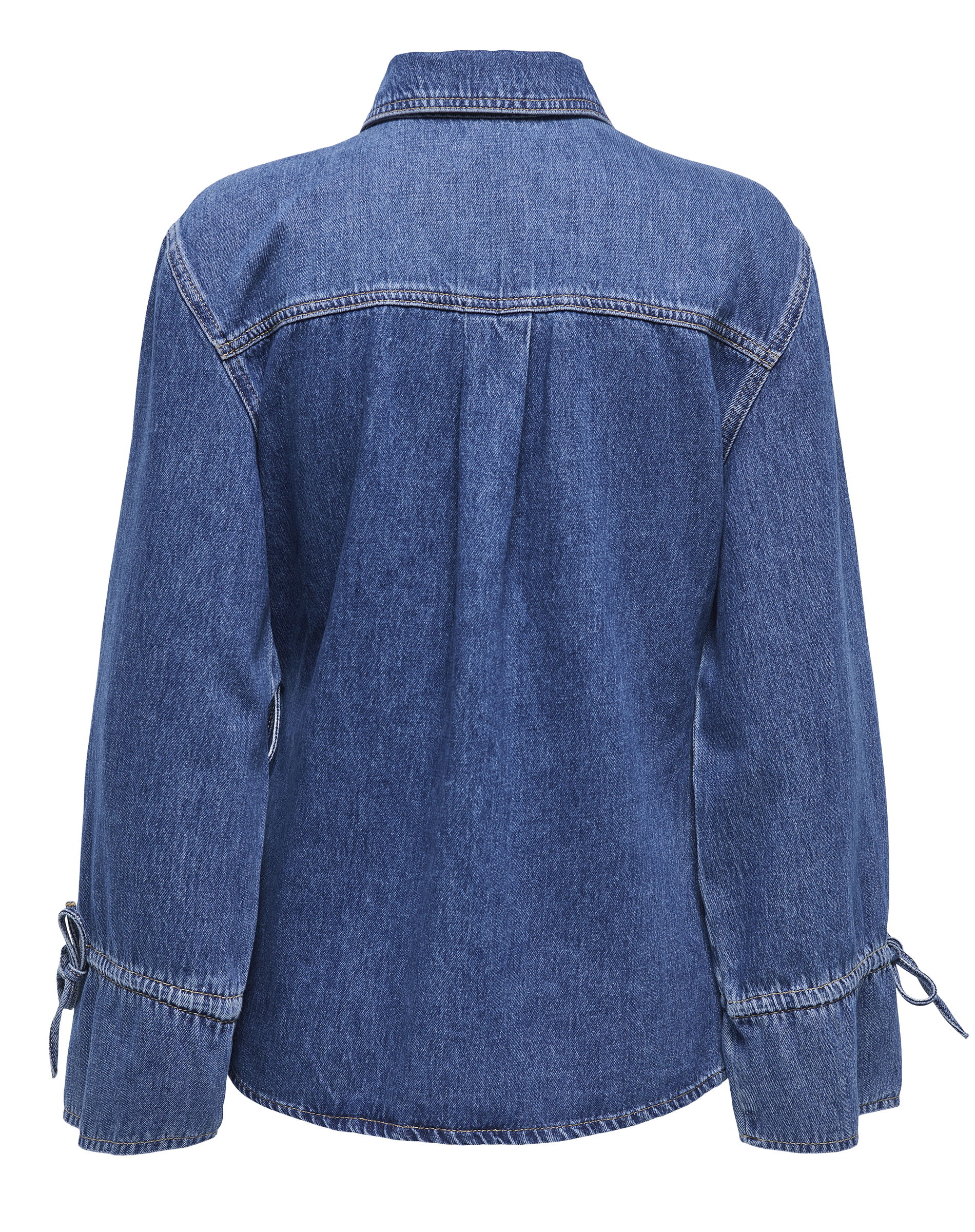 Onlsmilla Asym Tie Denim Skjorte - Medium Blue Denim