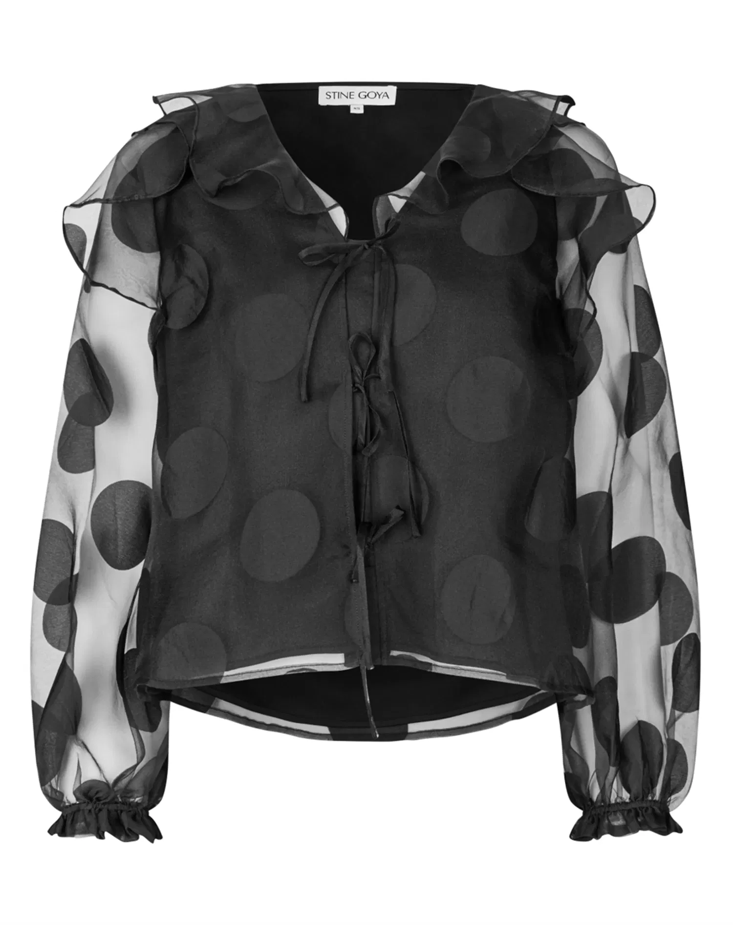 Multi Ruffle Raglan Top - Dotted Black