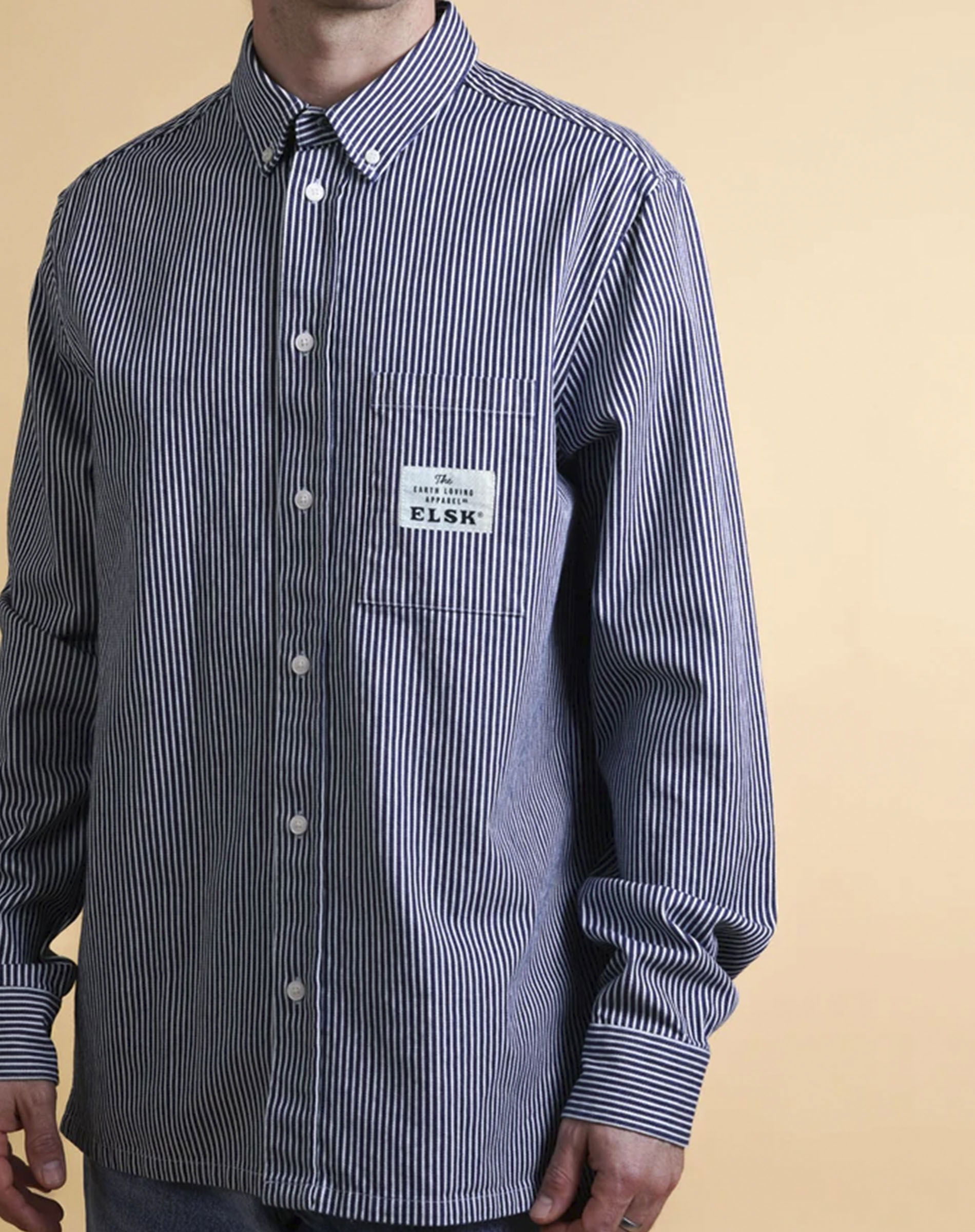 Hickory Striped Men's BD Skjorte - Navy/White