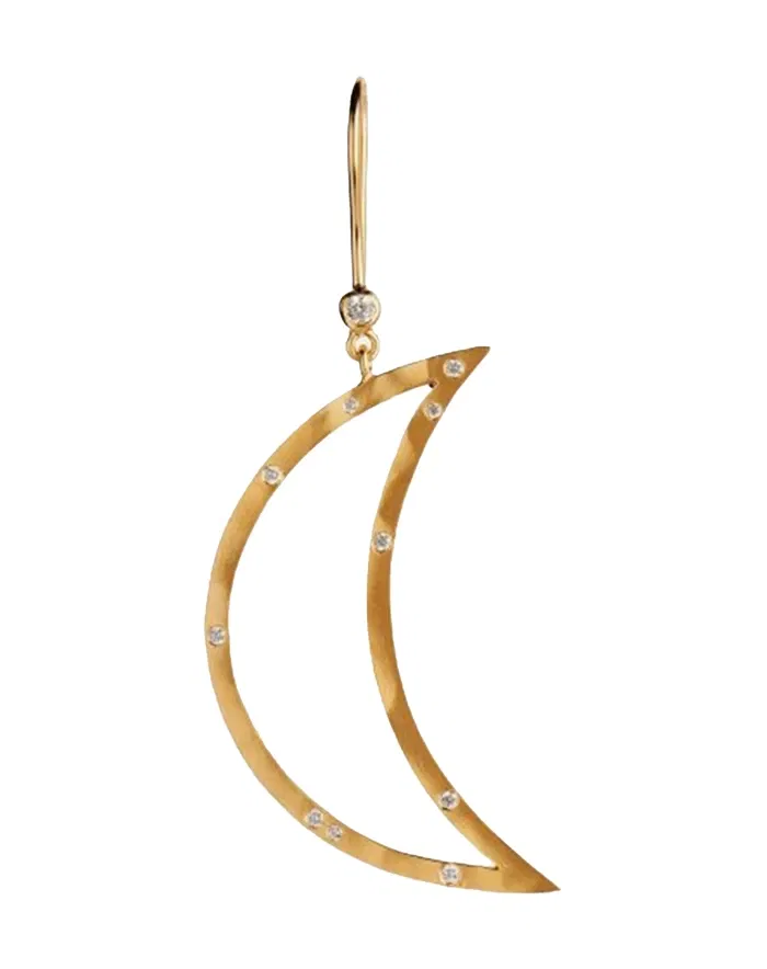 Big Bella Moon With Stones Single Ørering - Guldfarvet
