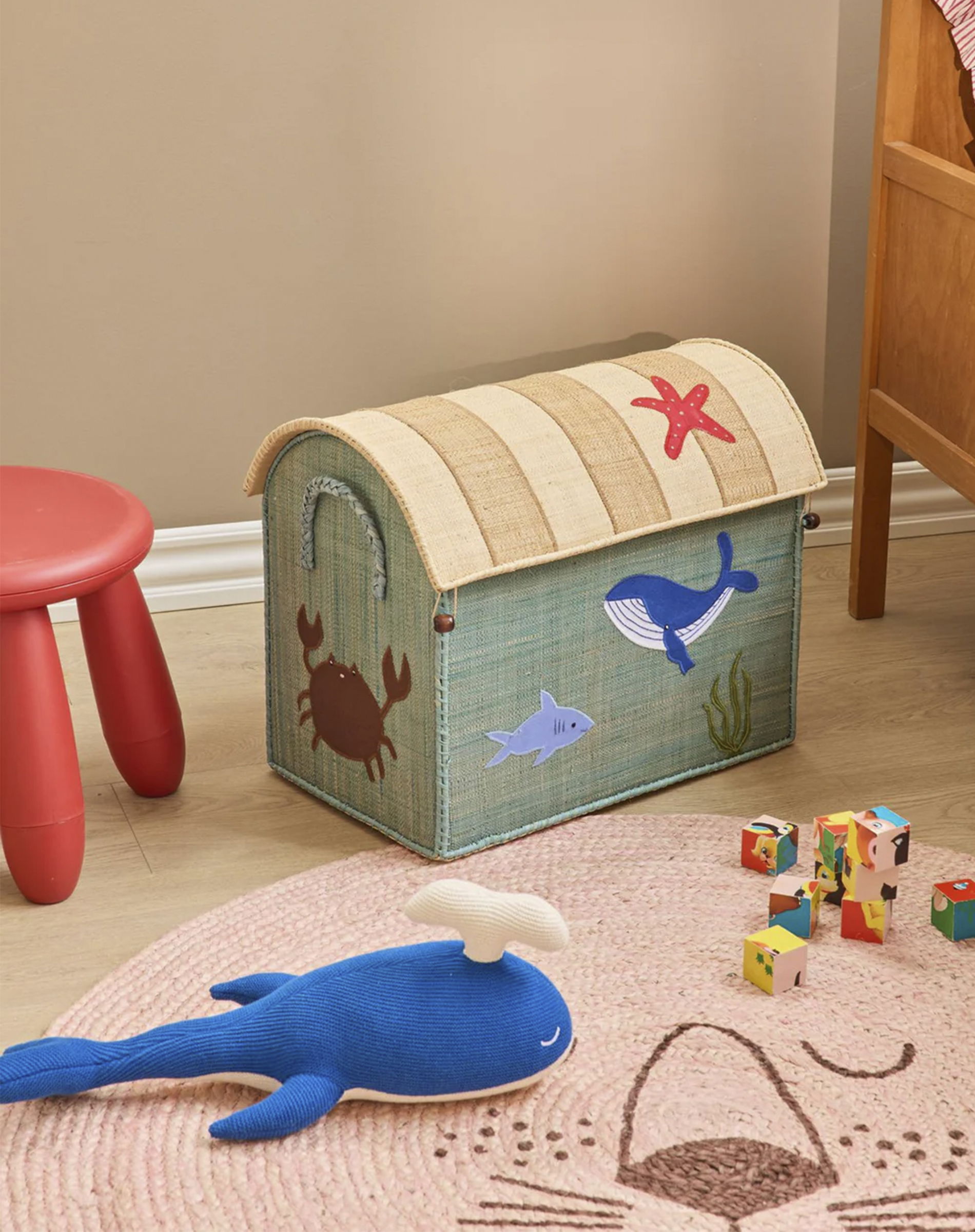 Hval Bomuld Bamse - Blå