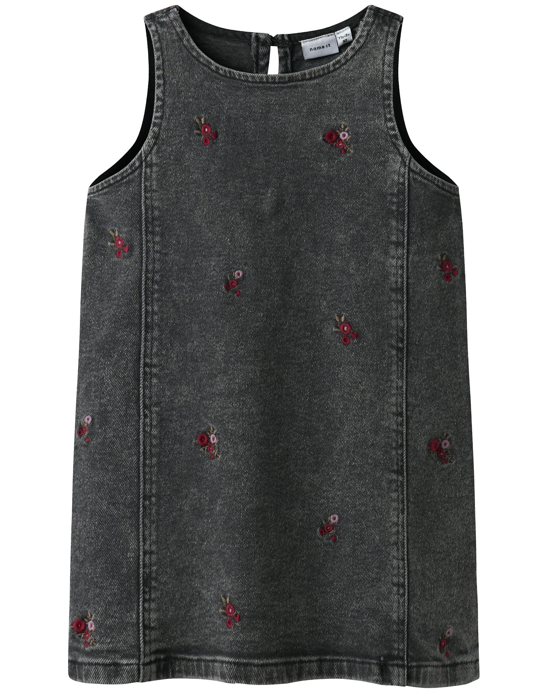 NMFBrynn Kjole - Medium Grey Den/Flower EMB