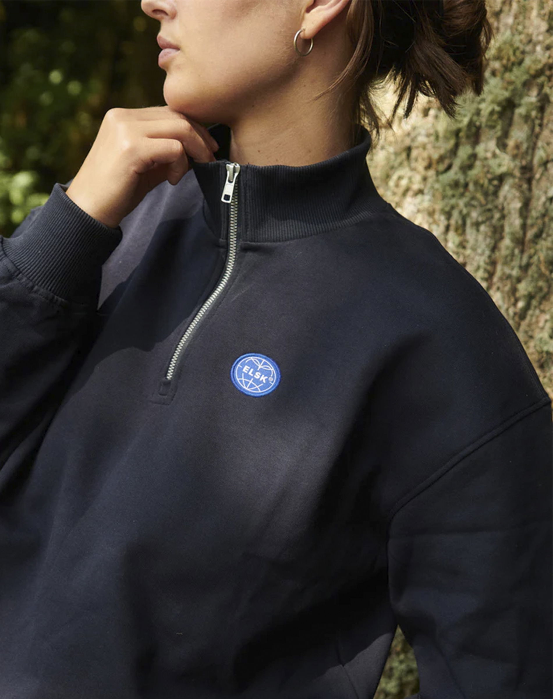 Elsk - Globe Womens Zip Up Sweatshirt - Dark Navy