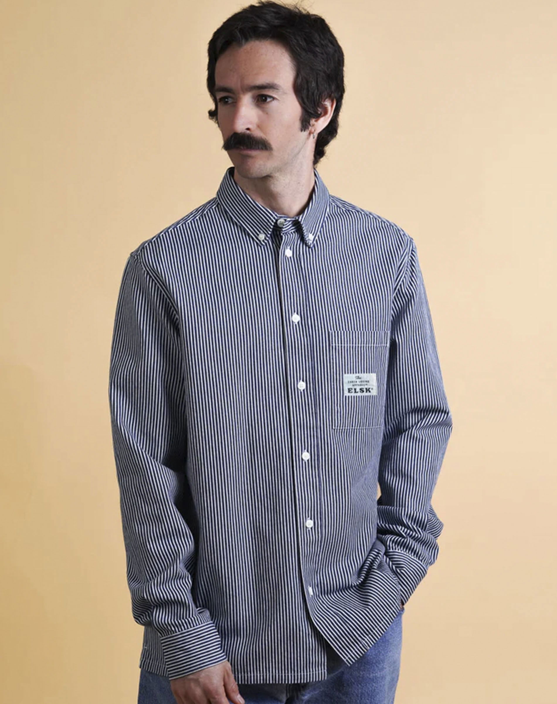 Hickory Striped Men's BD Skjorte - Navy/White