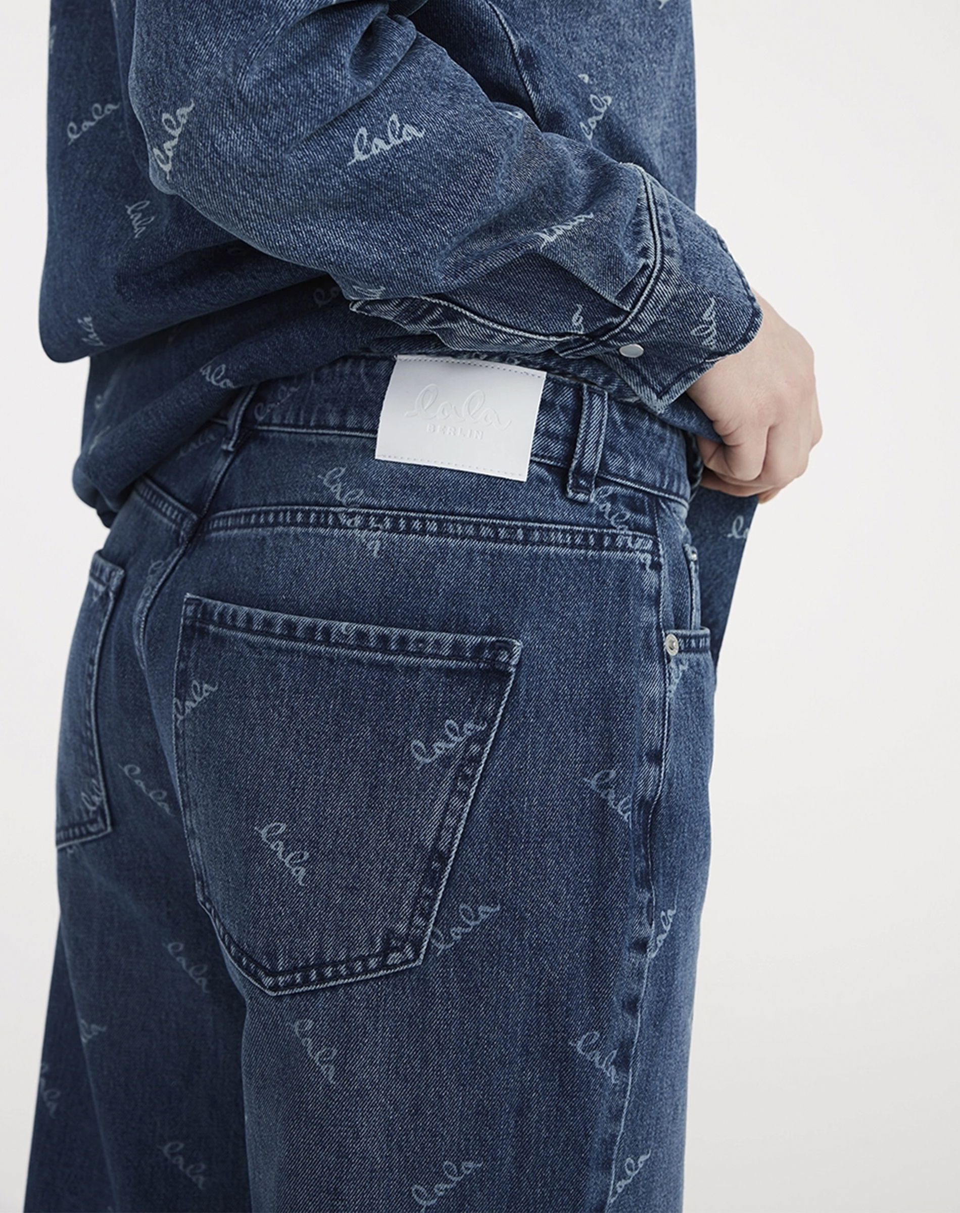 Paola Printed Logo Jeans - Denim Washed Blue