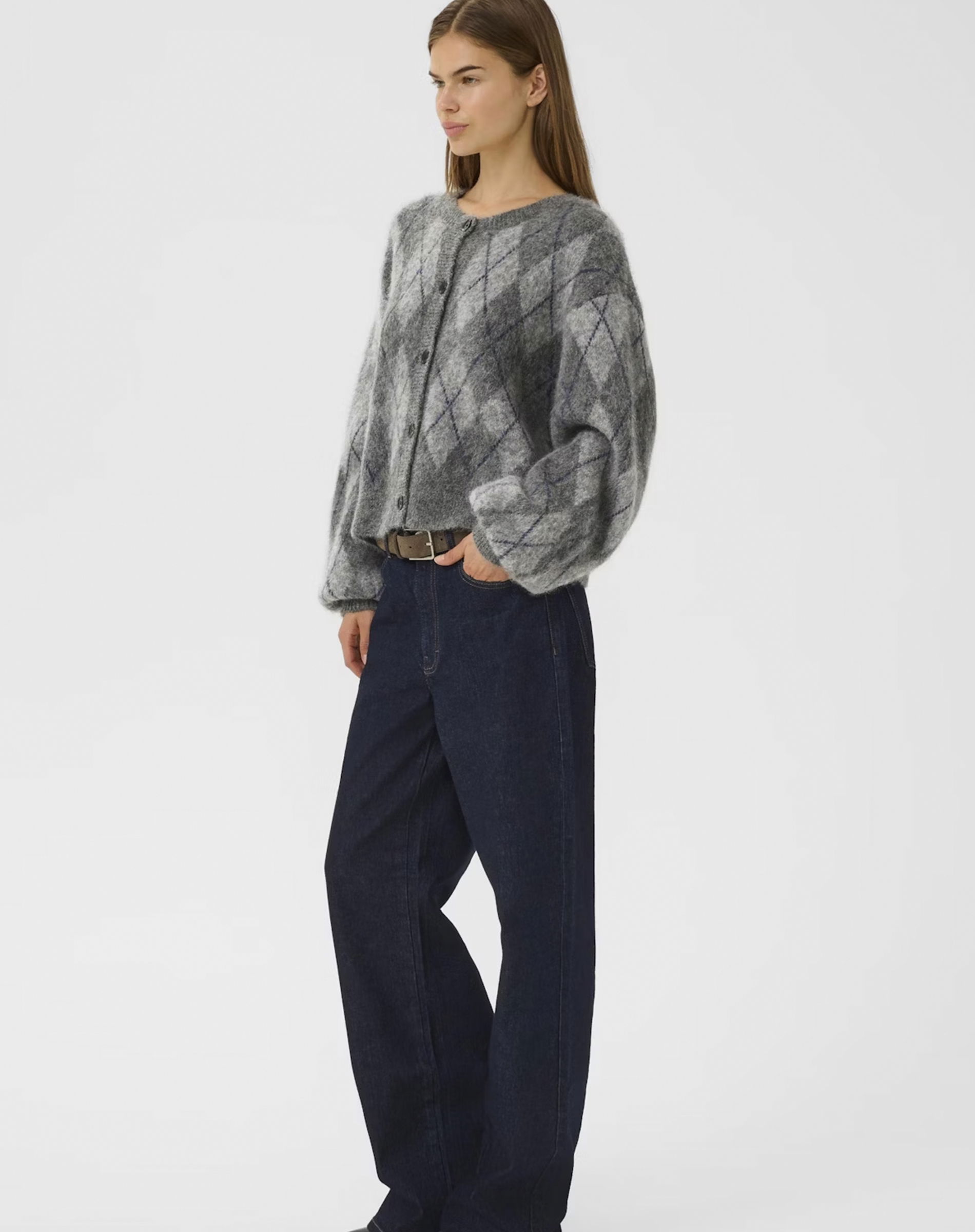 GZSasi Cardigan - Check Dark Grey