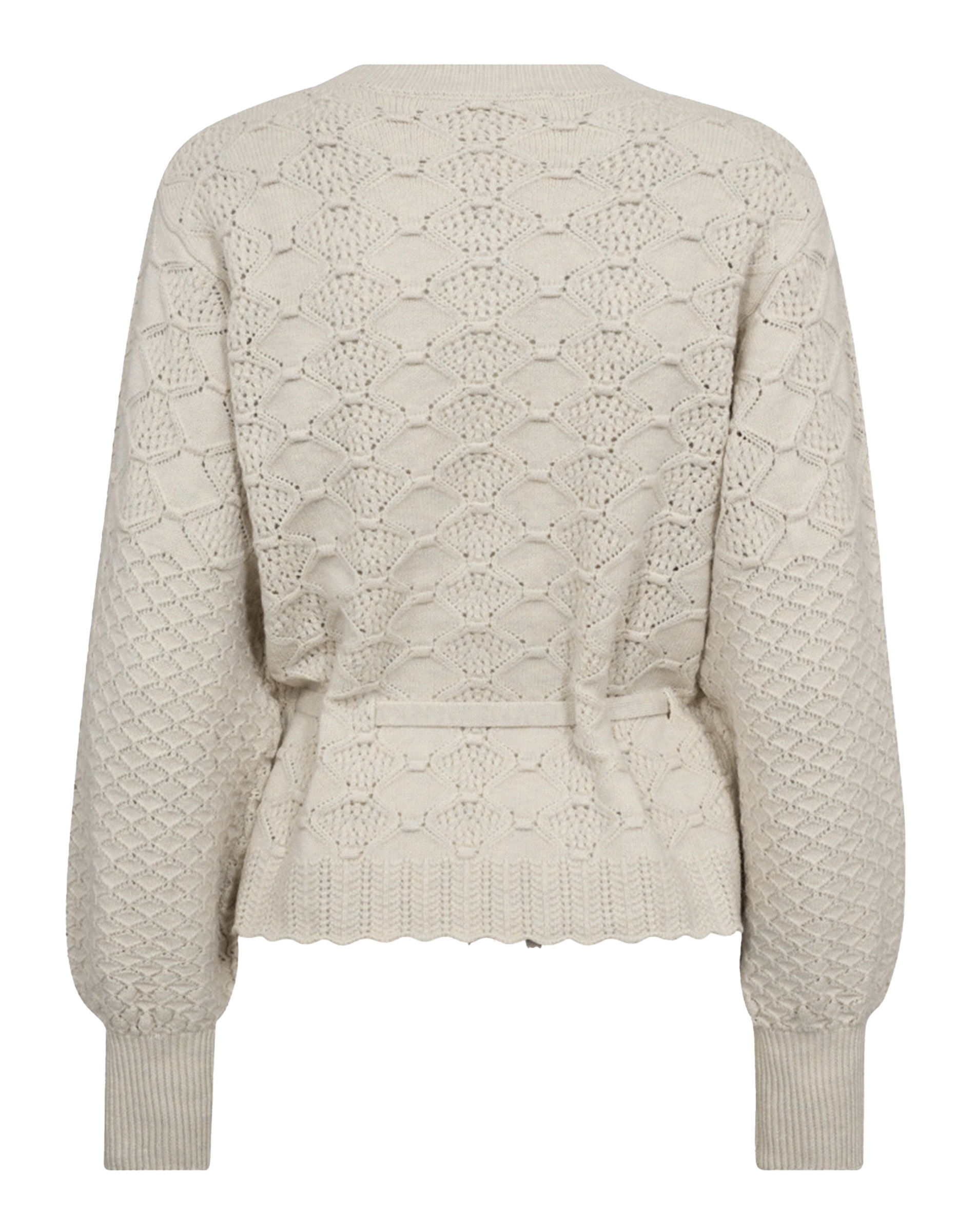 Co Couture - Row CC Pointelle Tie Cardigan - Ivory