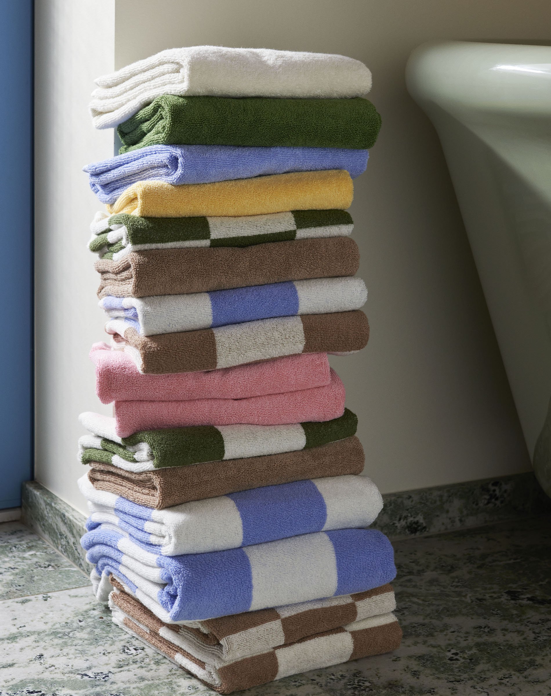 Check Badehåndklæde - Cappuccino