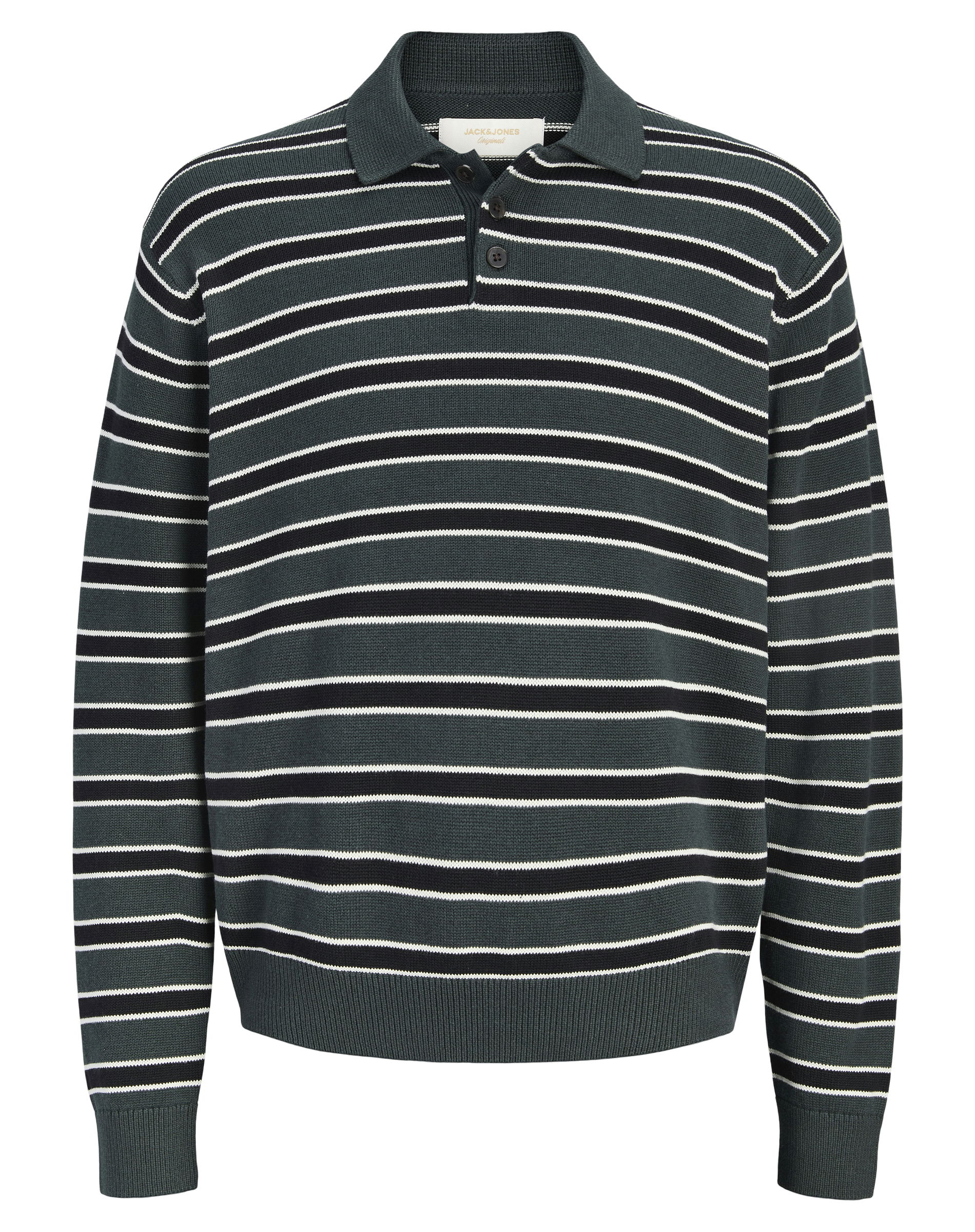 JOrargos Knit Stripe Polo - Forest River