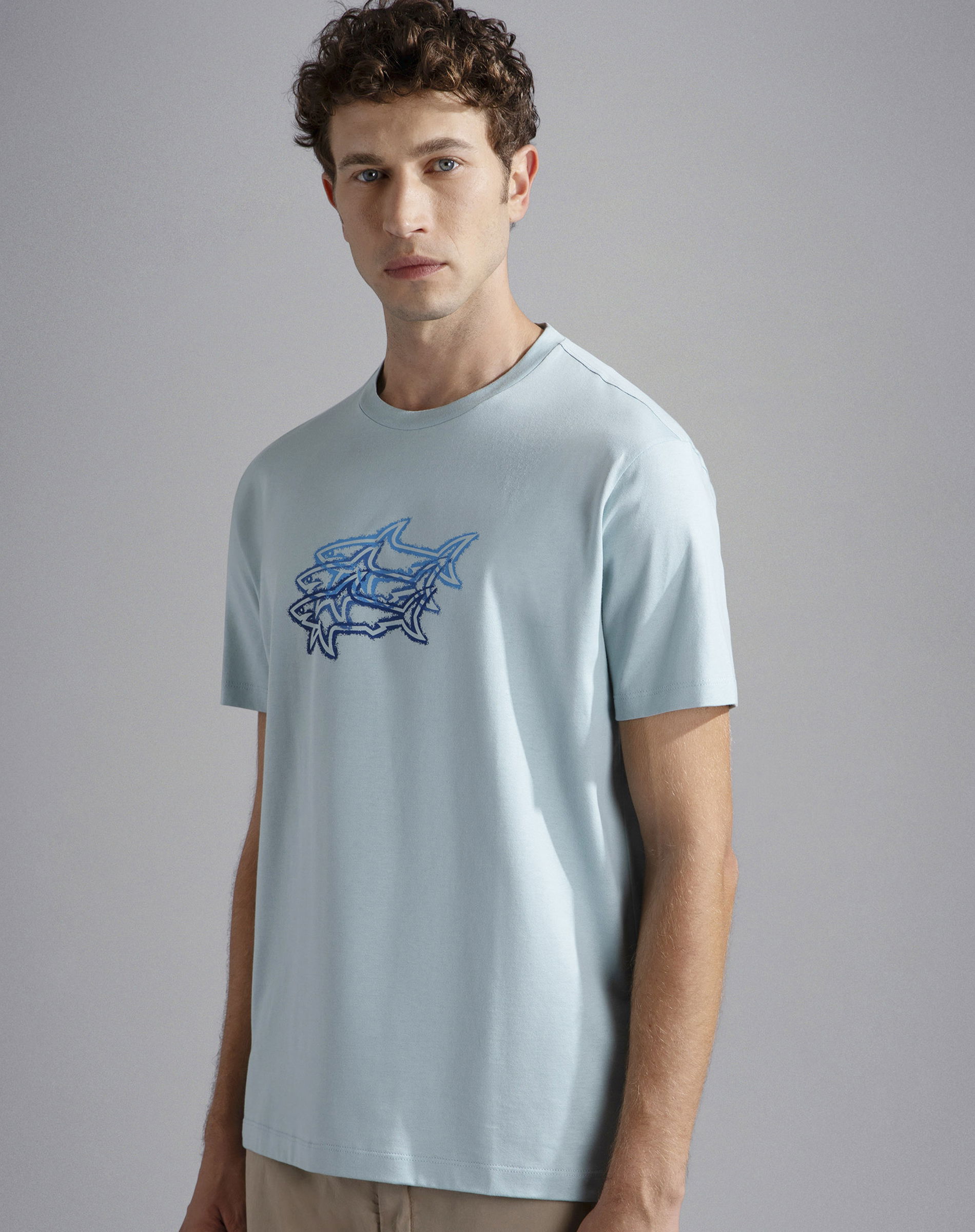 Multicolor Shark Print T-shirt
