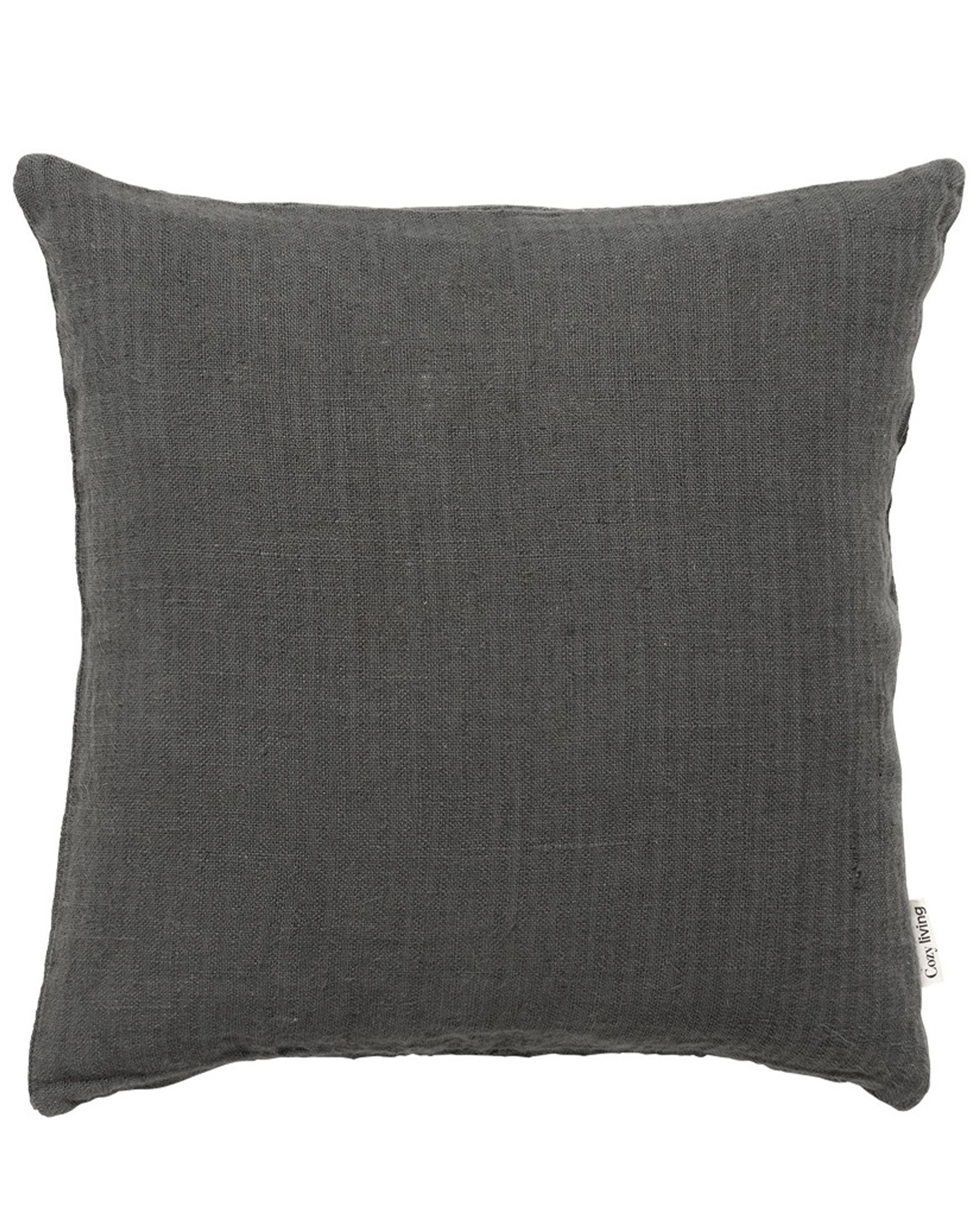 Linen Rustic Pude - Coal - 50 x 50 Cm