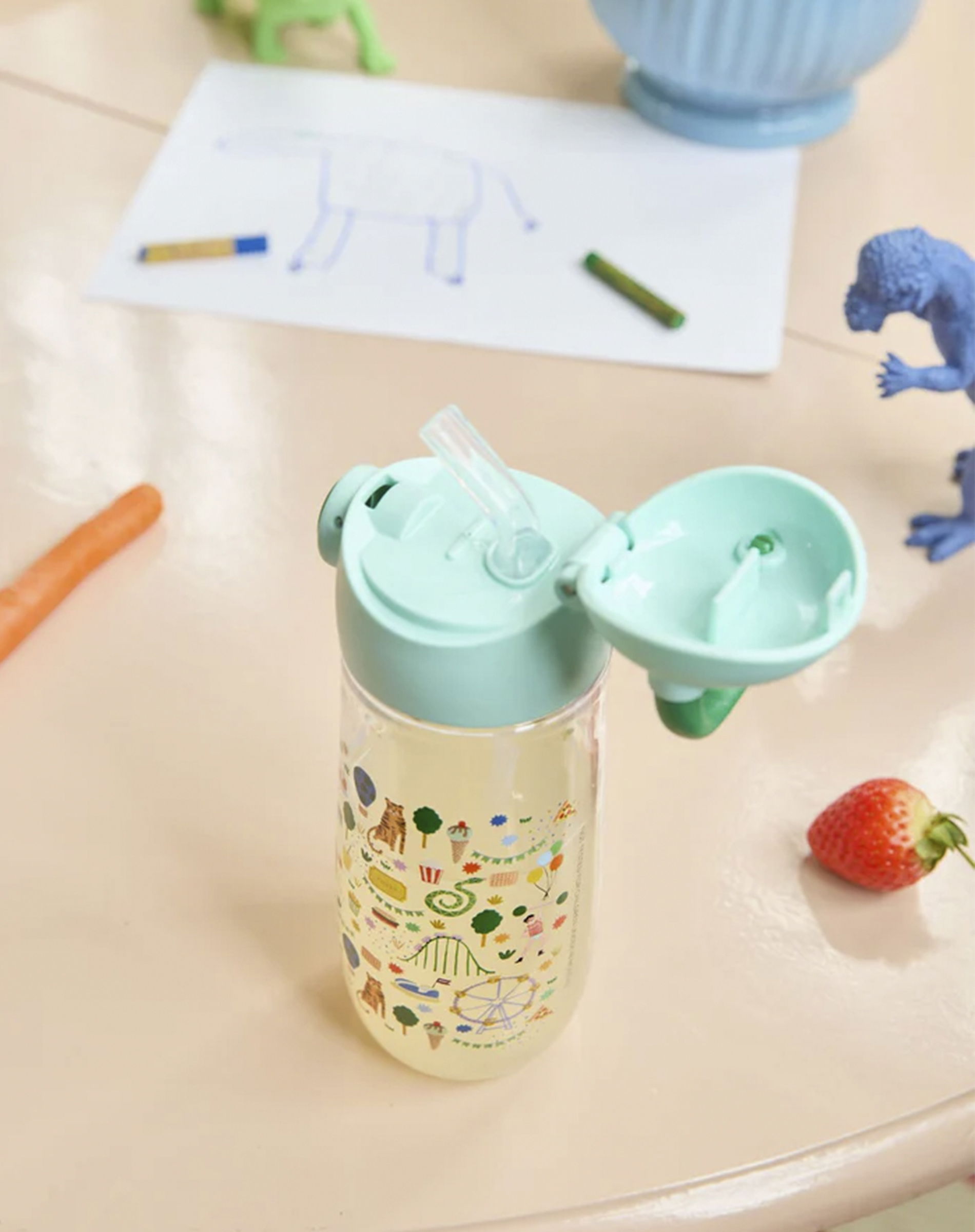 Plastik Drikkedunk - Fun Fair Print - Blå