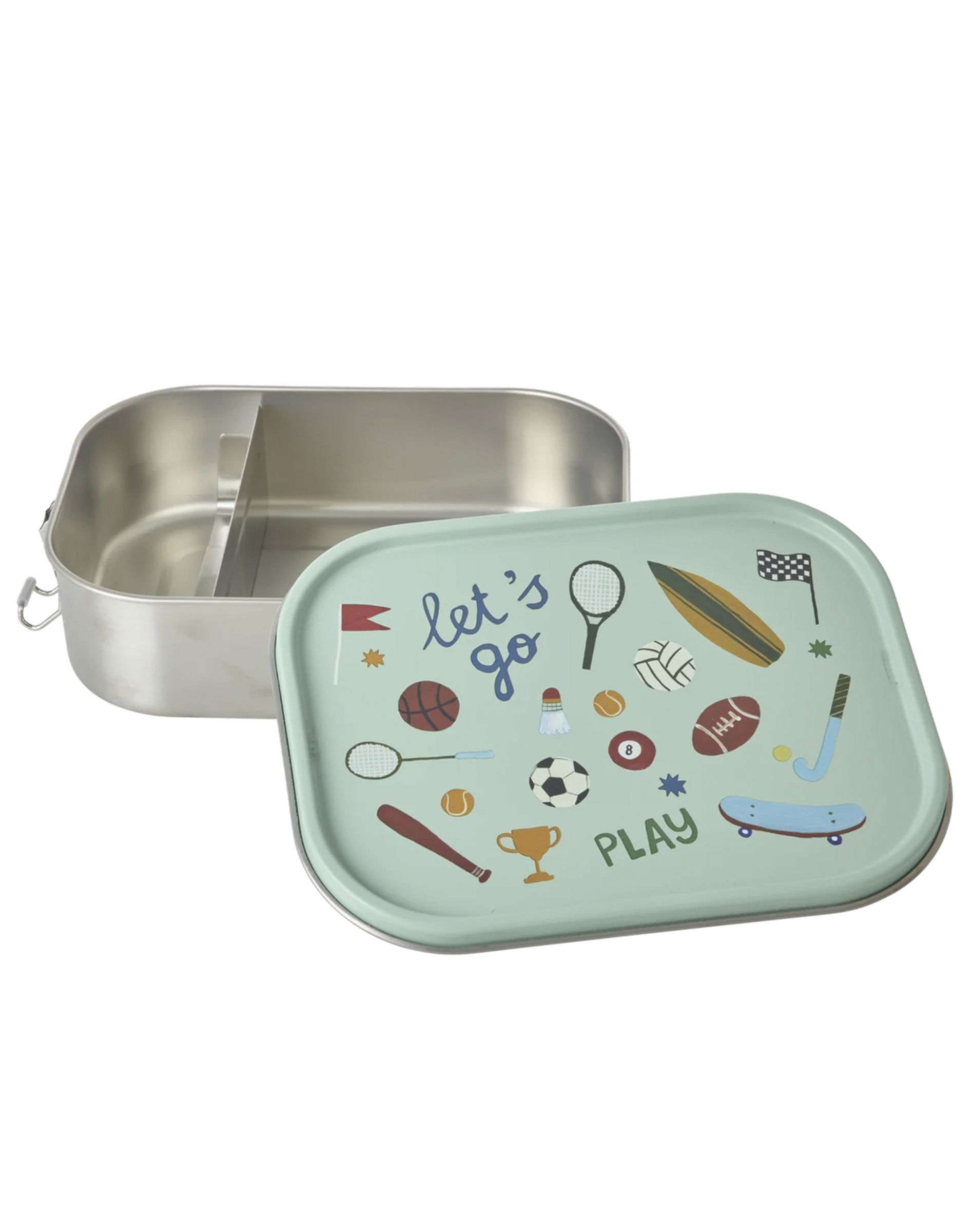 Stor Rustfri Stål Madkasse - Sports Print - Lys Grøn