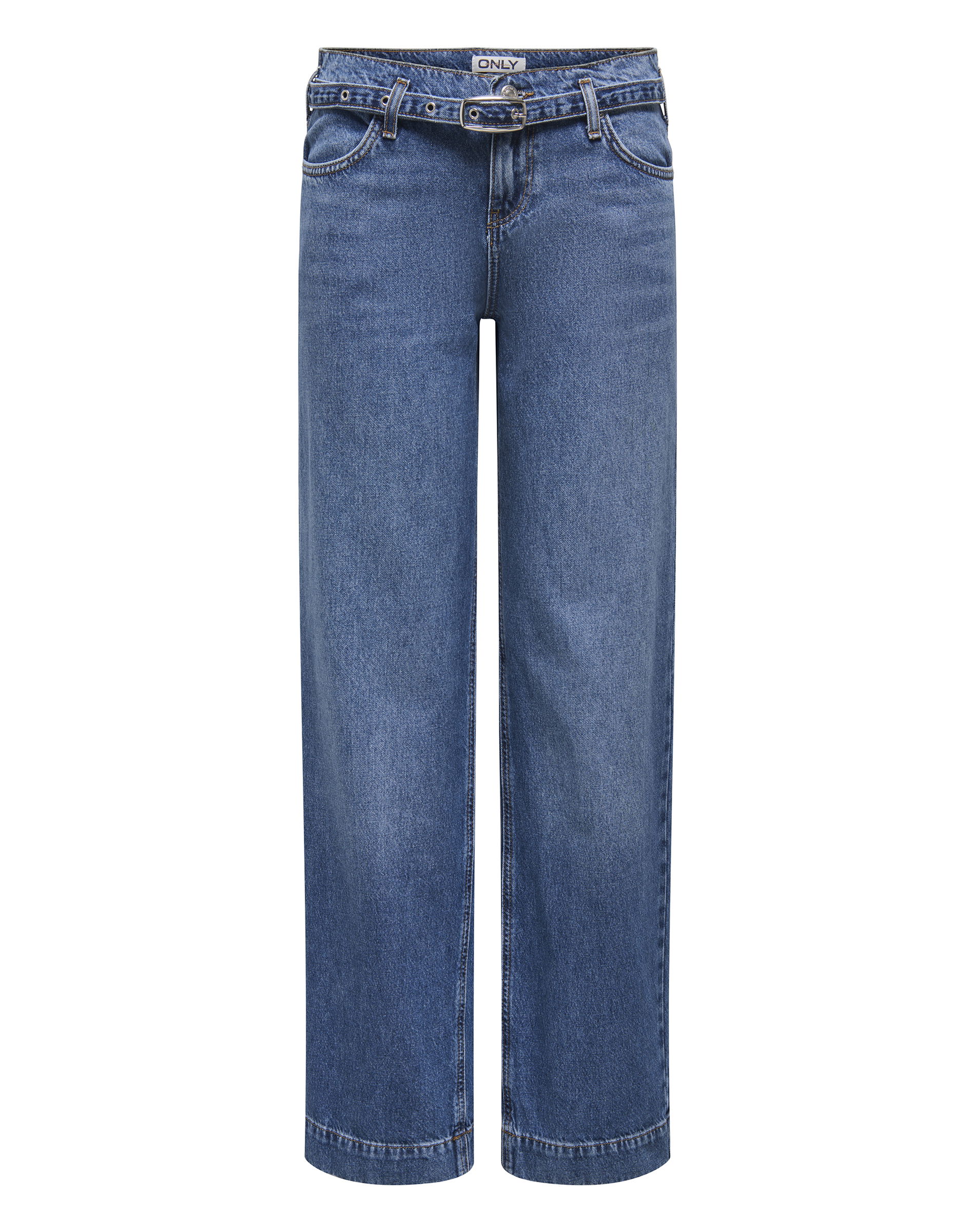 ONLBrenda Low Wide Belt Jeans - Dark Blue Denim
