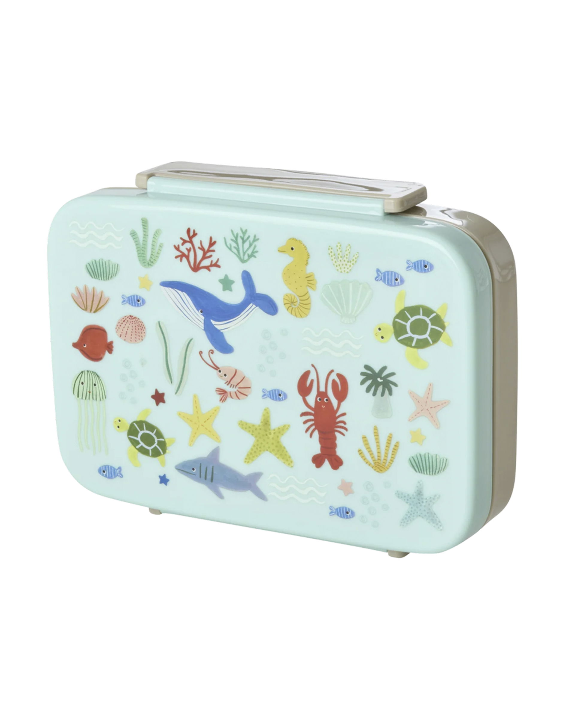 Plastik Madkasse - Ocean print - Blå