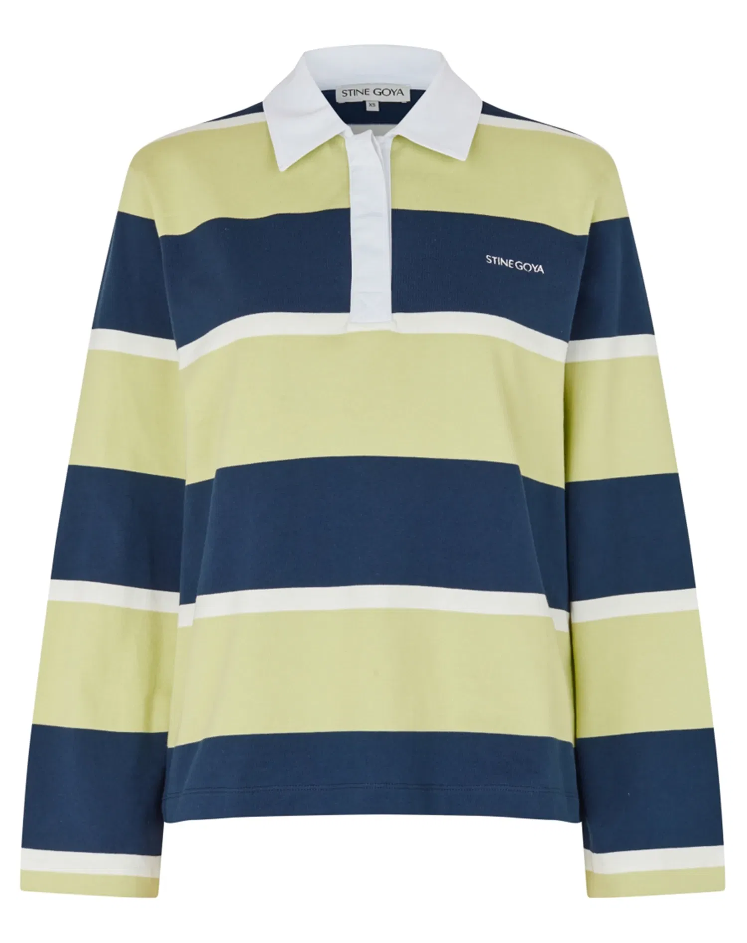 Polo Long Sleeve Top - Yellow and Navy Blue Stripes