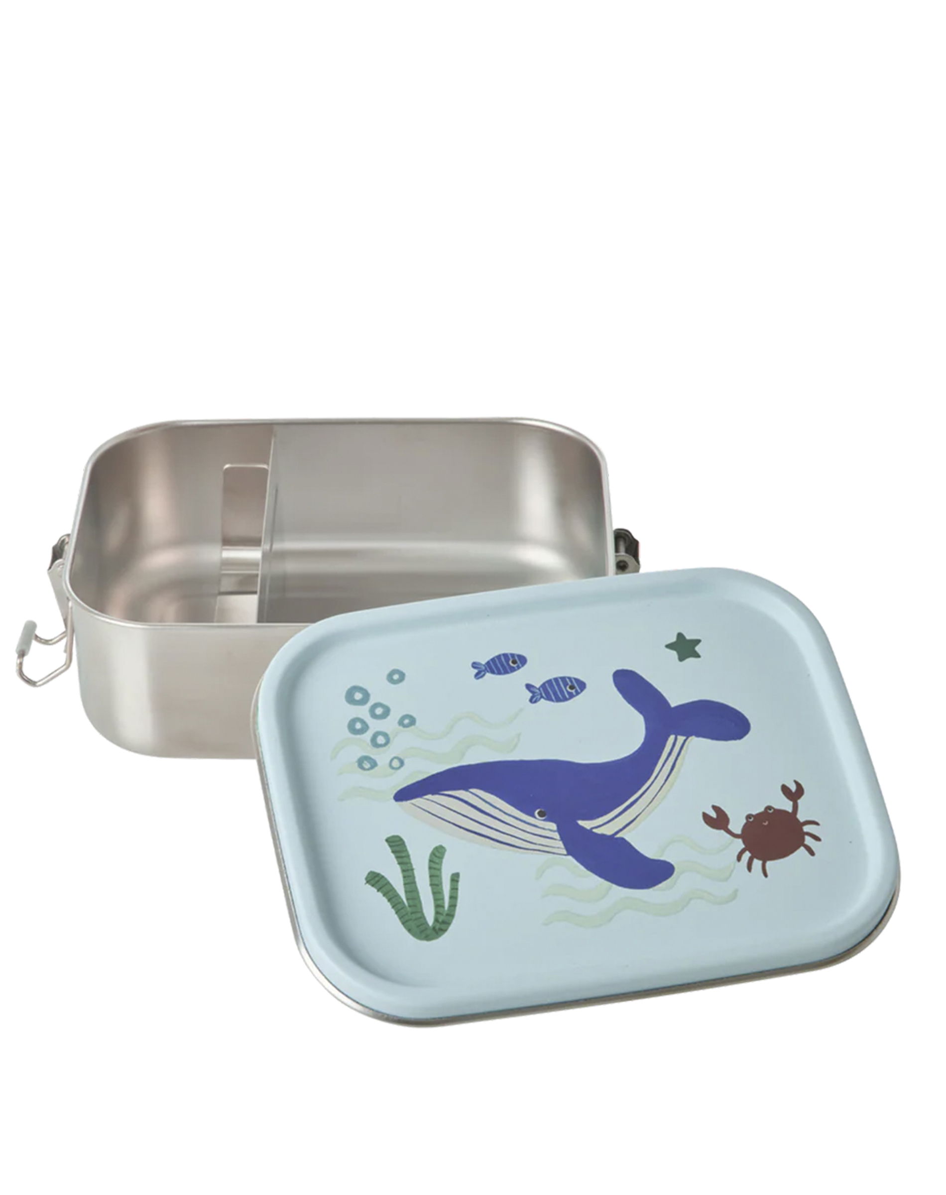 Lille Rustfri Stål Madkasse - Ocean Print - Blå