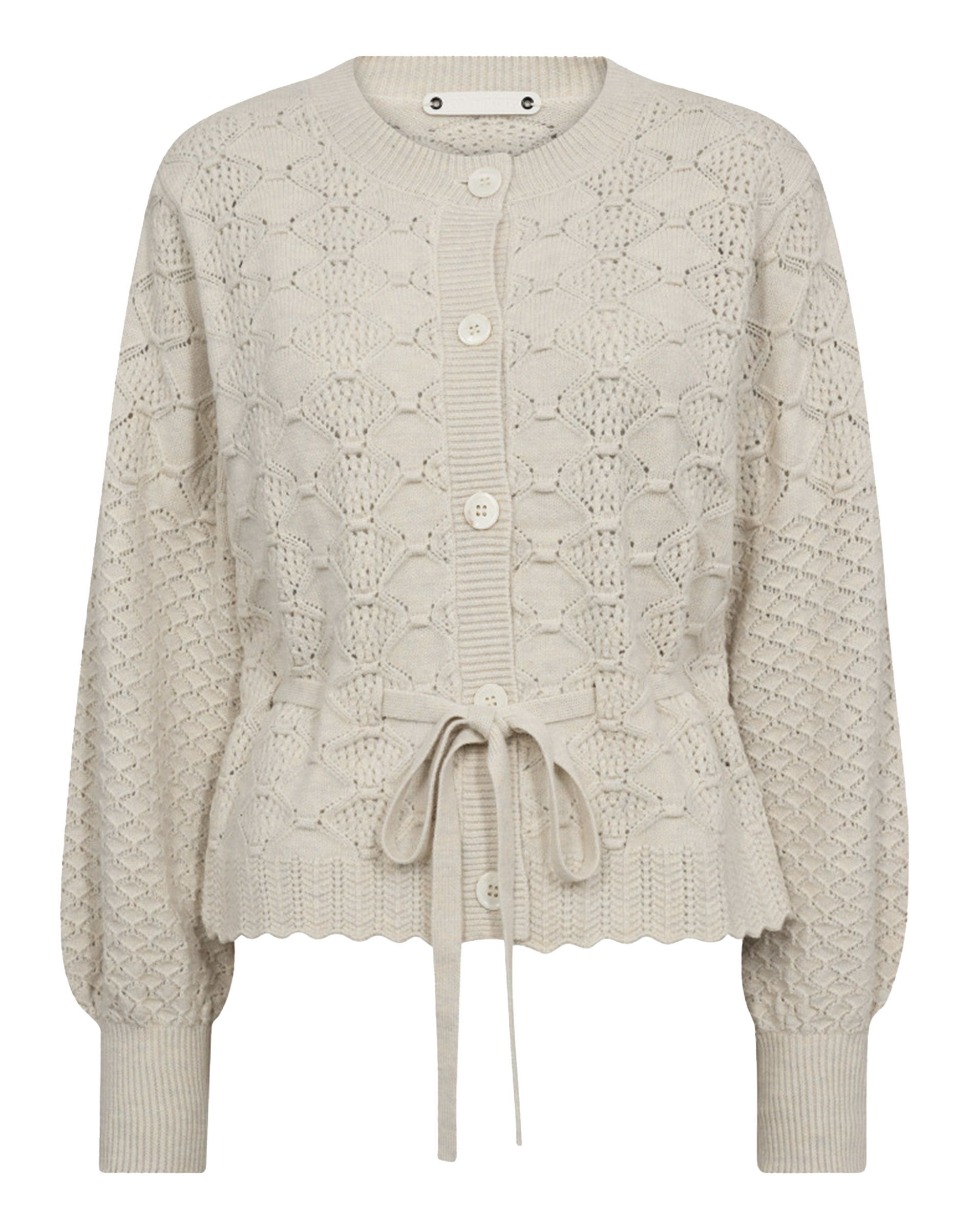 Co Couture - Row CC Pointelle Tie Cardigan - Ivory