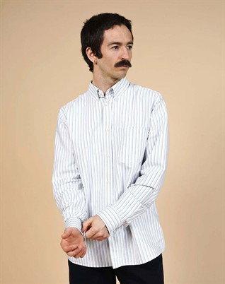 Elsk - Oxford Mens BD Skjorte - White/Navy/Blue