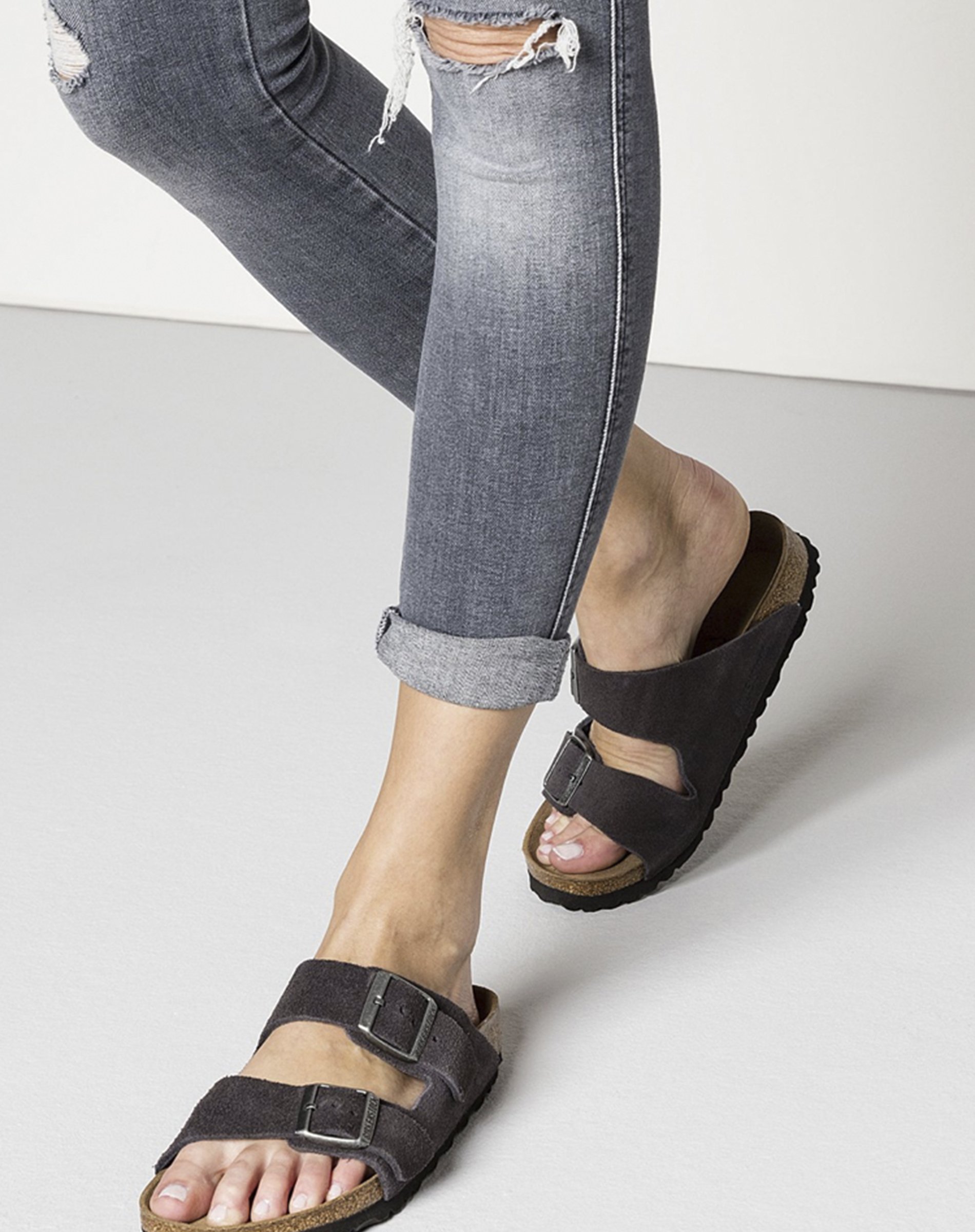 Birkenstock Arizona Leather Sandal - Velvet Gray - Women i Mørkegrå til - byKalstrup